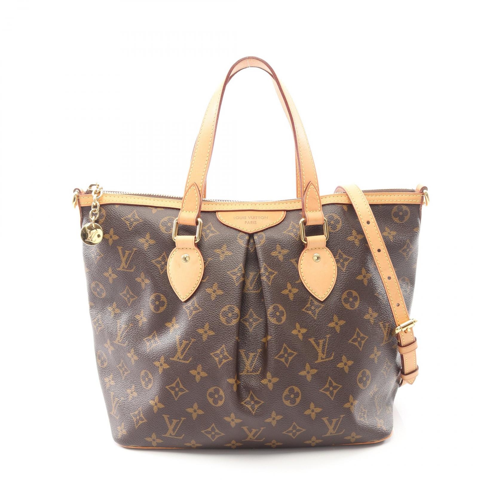 ≪5％OFFクーポン対象＆まとめ買い10%OFF≫ルイ・ヴィトン LOUIS VUITTON パレルモPM ハンドバッグ バッグ PVCコーティングキャンバス レザー モノグラム レディース ブラウン系 M40145 【中古】