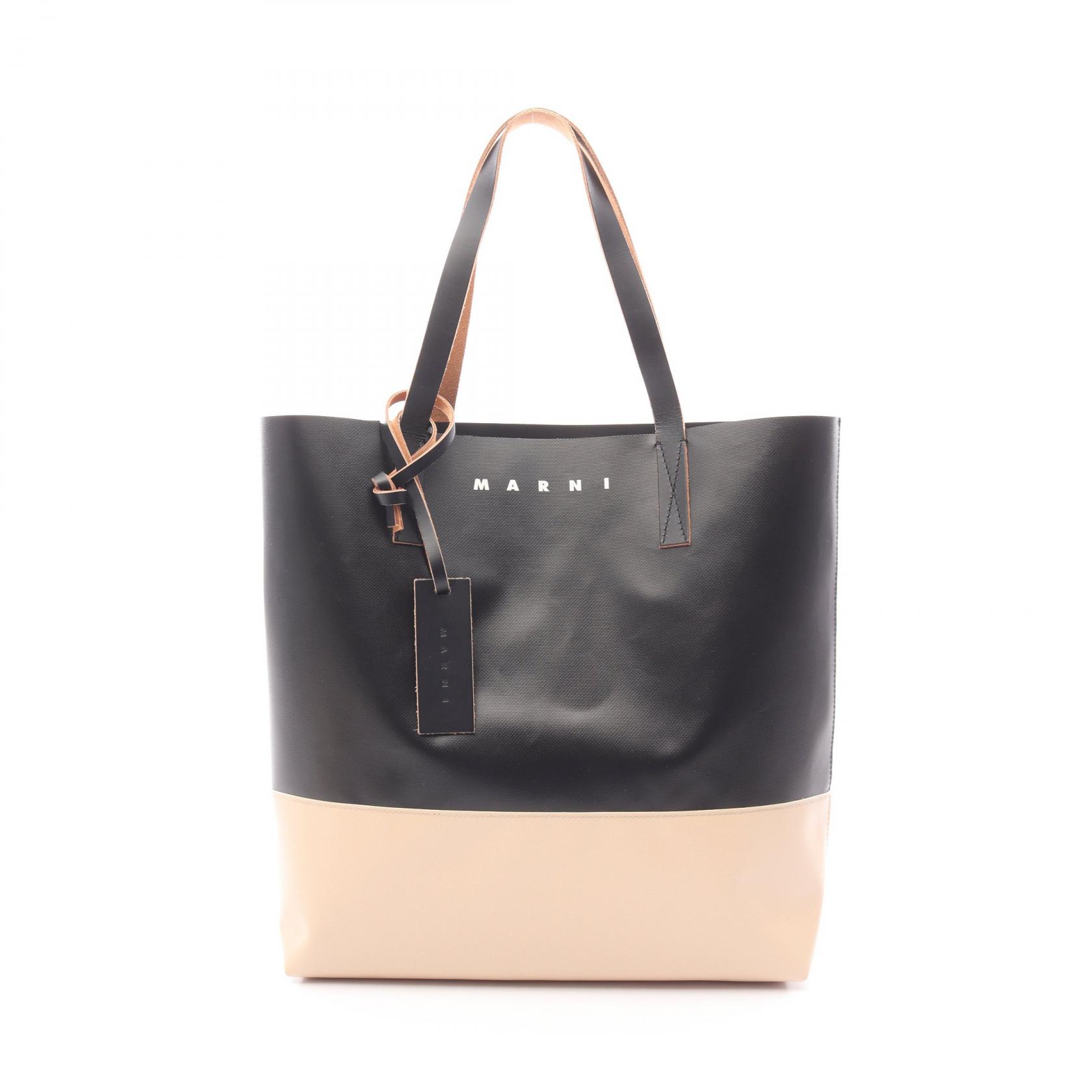 ≪5%OFFクーポン&まとめ買い10% ~7/26 9:59〆≫マルニ MARNI TRIBECA トライベッカ トートバッグ バッグ PVCコーティングキャンバス レザー メンズ レディース ブラック系 / ベージュ系 SHMPD0081AO 【中古】|BRANDOFF TOKYO