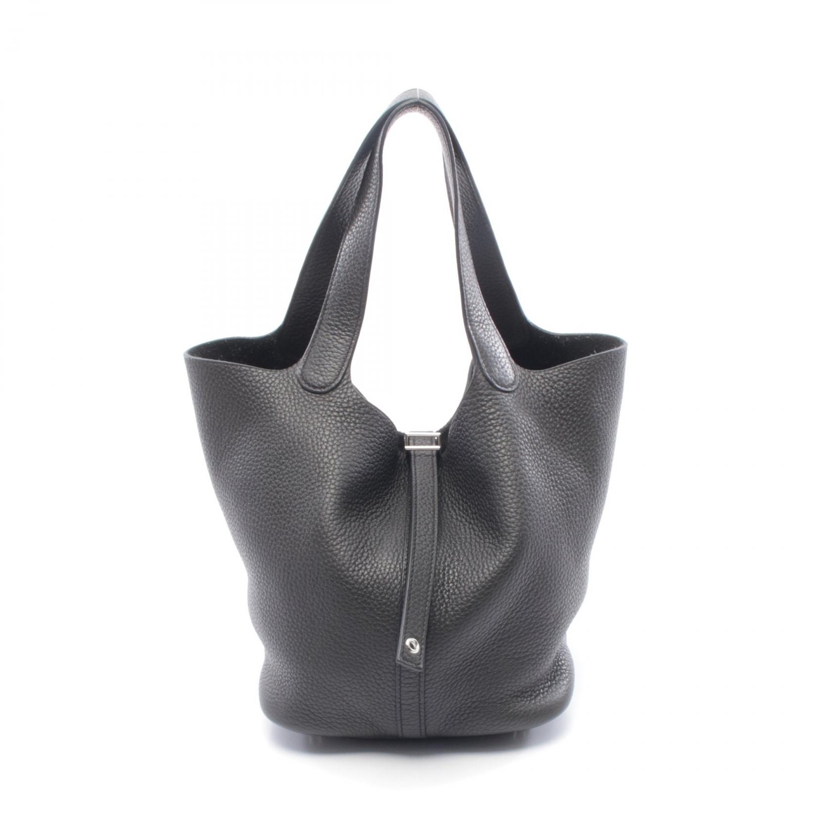 ≪5％OFFクーポン対象＆まとめ買い10%OFF≫エルメス HERMES ピコタンロックMM ハンドバッグ バッグ レザー トリヨンクレマンス トリヨンクレマンス レディース ブラック系 【中古】