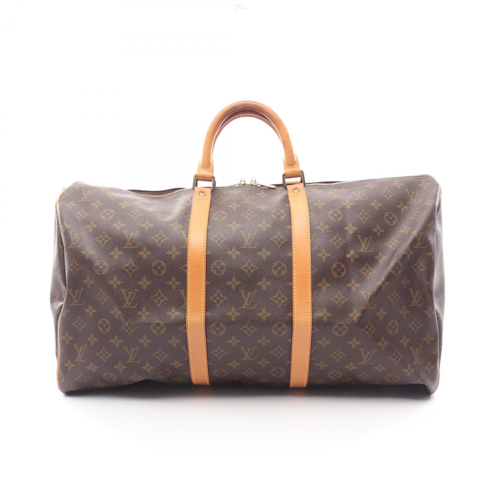 【5千円OFFクーポン対象】ルイ・ヴィトン LOUIS VUITTON キーポル55 ボストンバッグ バッグ PVCコーティングキャンバス レザー モノグラム メンズ レディース ブラウン系 M41424 【中古】