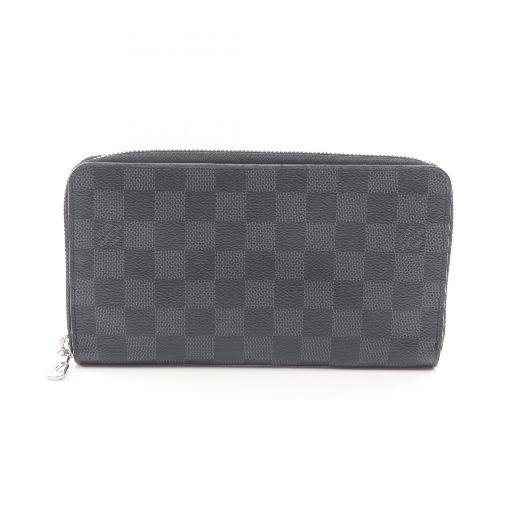≪5％OFFクーポン対象＆まとめ買い10%OFF≫ルイ・ヴィトン LOUIS VUITTON ジッピーオーガナイザー NM ラウンド長財布 財布 キャンバス PVC ダミエ・グラフィット メンズ ブラック系 N60111 【中古】