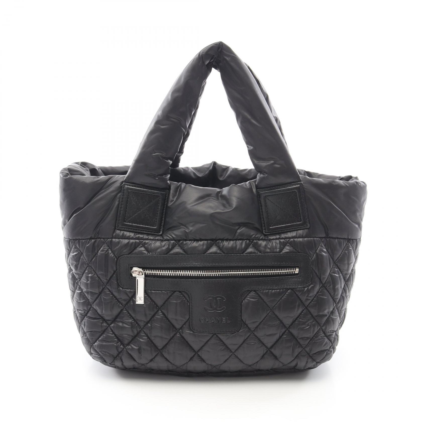 ≪5%OFFクーポン＆まとめ買い10% ～7/26 9:59〆≫シャネル CHANEL コココクーン スモール トートバッグ バッグ ナイロン レザー レディース ブラック系 / ボルドー系 【中古】｜BRANDOFF TOKYO
