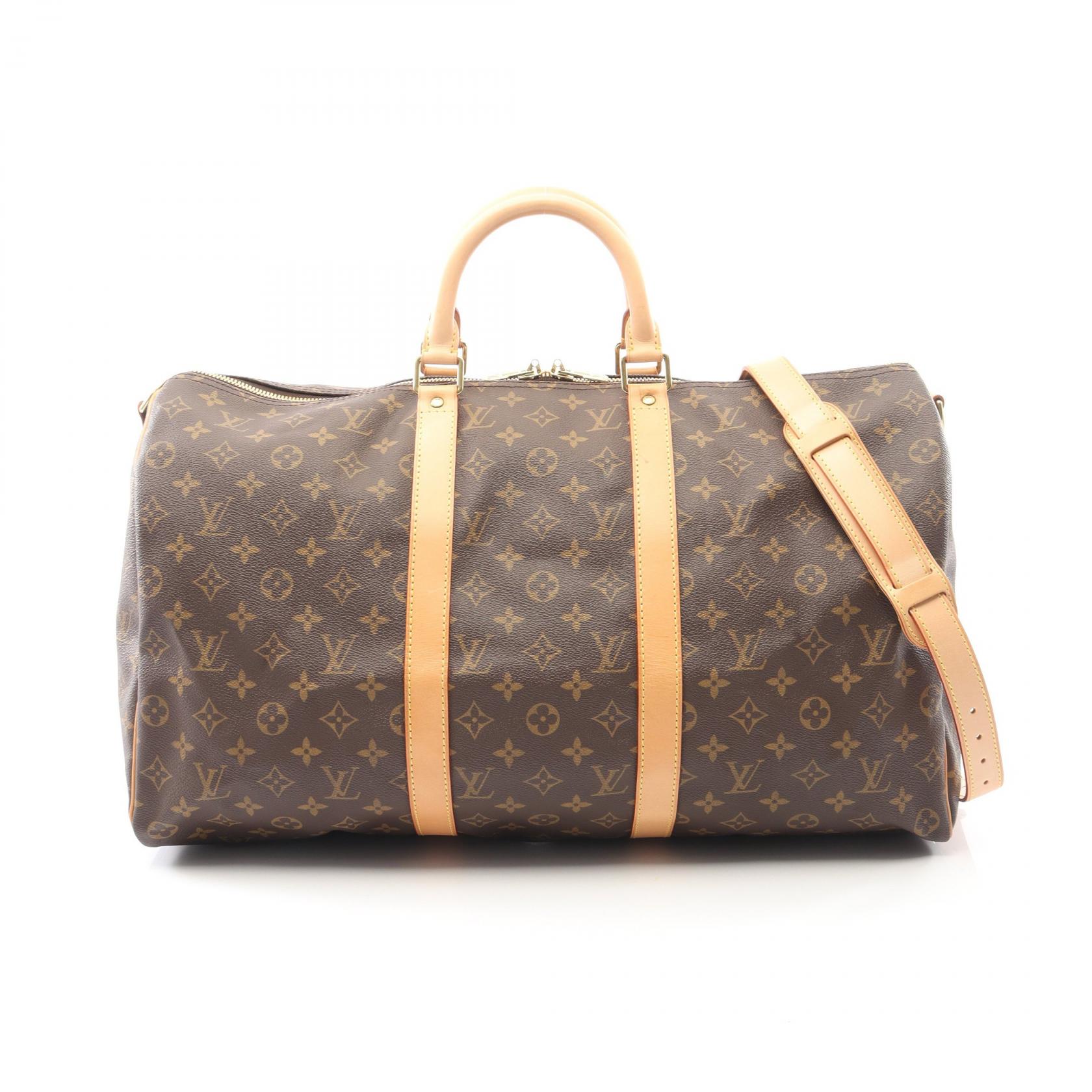 ルイ・ヴィトン LOUIS VUITTON キーポル バンドリエール50 ボストンバッグ バッグ PVCコーティングキャンバス レザー モノグラム メンズ レディース ブラウン系 M41416 【中古】