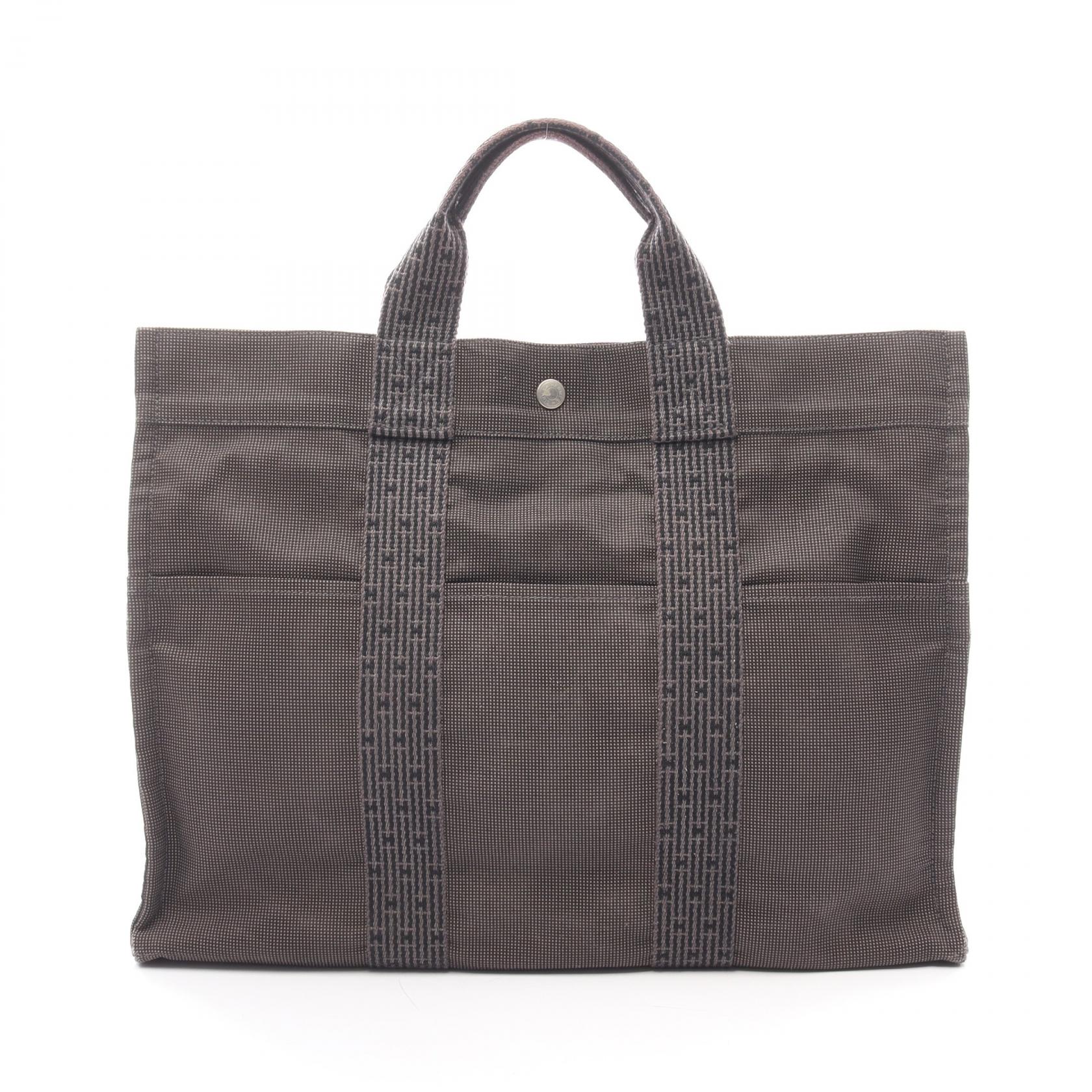 エルメス HERMES エールラインMM トートバッグ バッグ ナイロンキャンバス メンズ レディース グレー系 100951M 【中古】