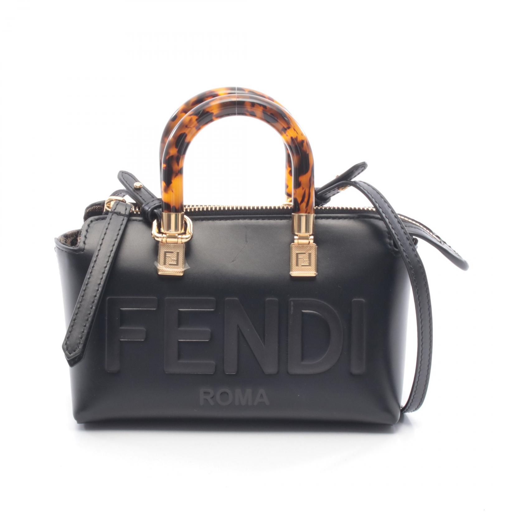 フェンディ FENDI バイザウェイ ミニ ハンドバッグ バッグ レザー レディース ブラック系 8BS067 【中古】