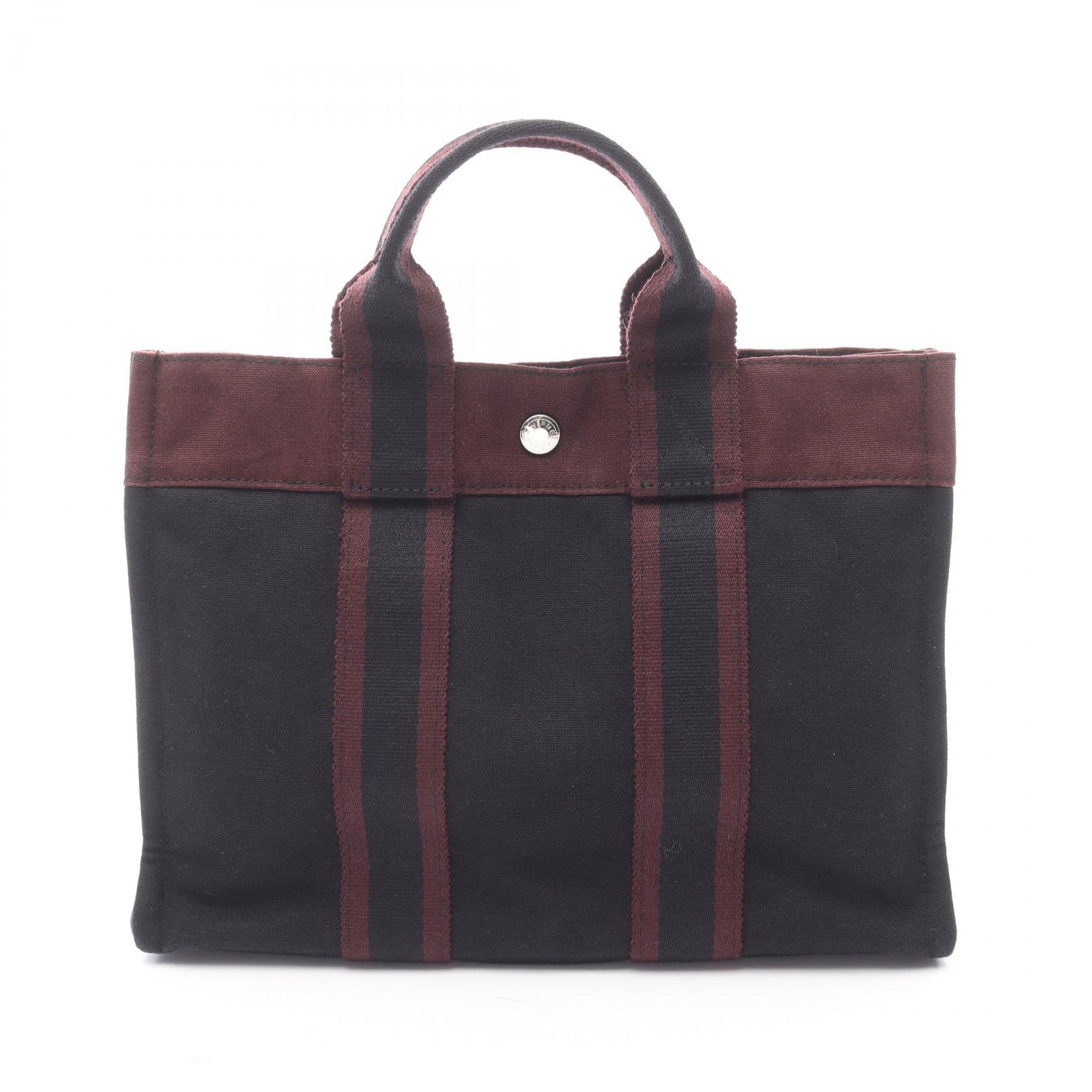 ≪5％OFFクーポン対象＆まとめ買い10%OFF≫エルメス HERMES フールトゥPM トートバッグ バッグ キャンバス レディース ブラック系 【中古】