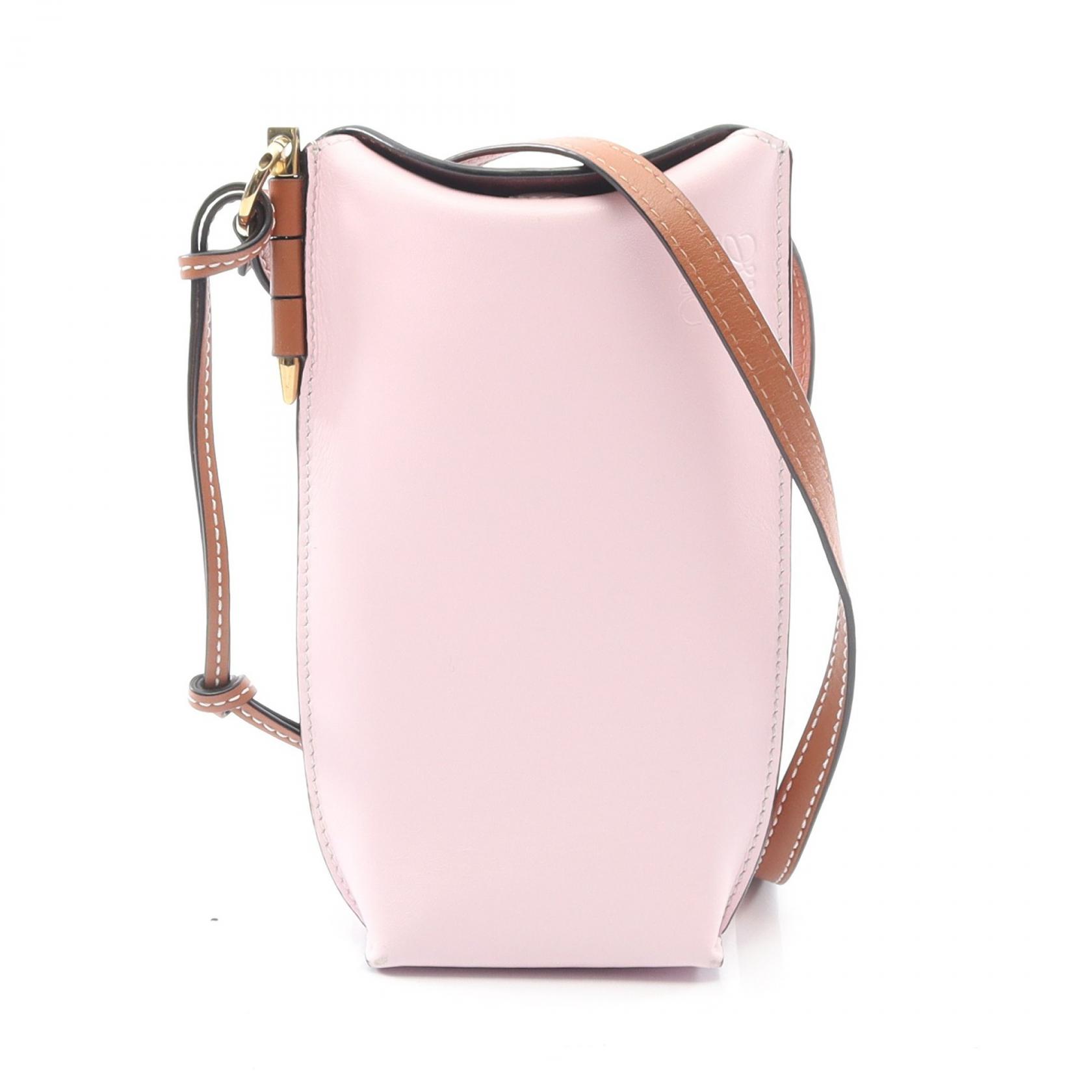 ≪5％OFFクーポン対象＆まとめ買い10%OFF≫ロエベ LOEWE GATE POCKET ゲートポケット ショルダーバッグ バッグ レザー レディース ピンク系 / レッド系 / ブラウン系 109.30BZ42 【中古】