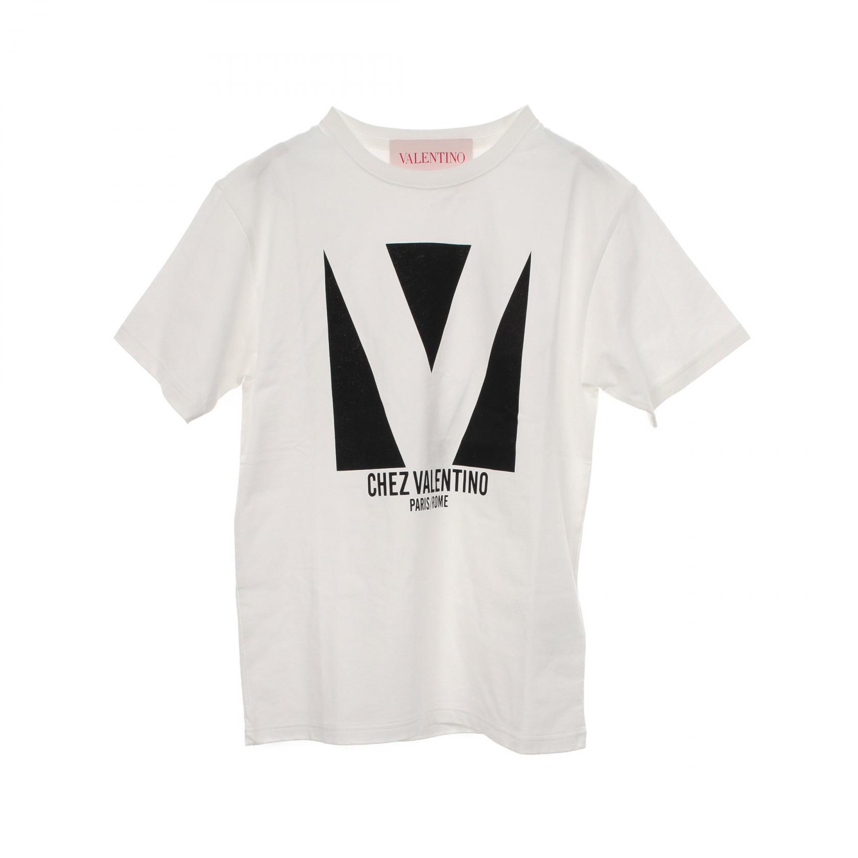 ≪5％OFFクーポン対象＆まとめ買い10%OFF≫ヴァレンチノ Valentino Vロゴ 半袖Tシャツ 衣料品 トップス コットン レディース ホワイト系 / ブラック系 【中古】