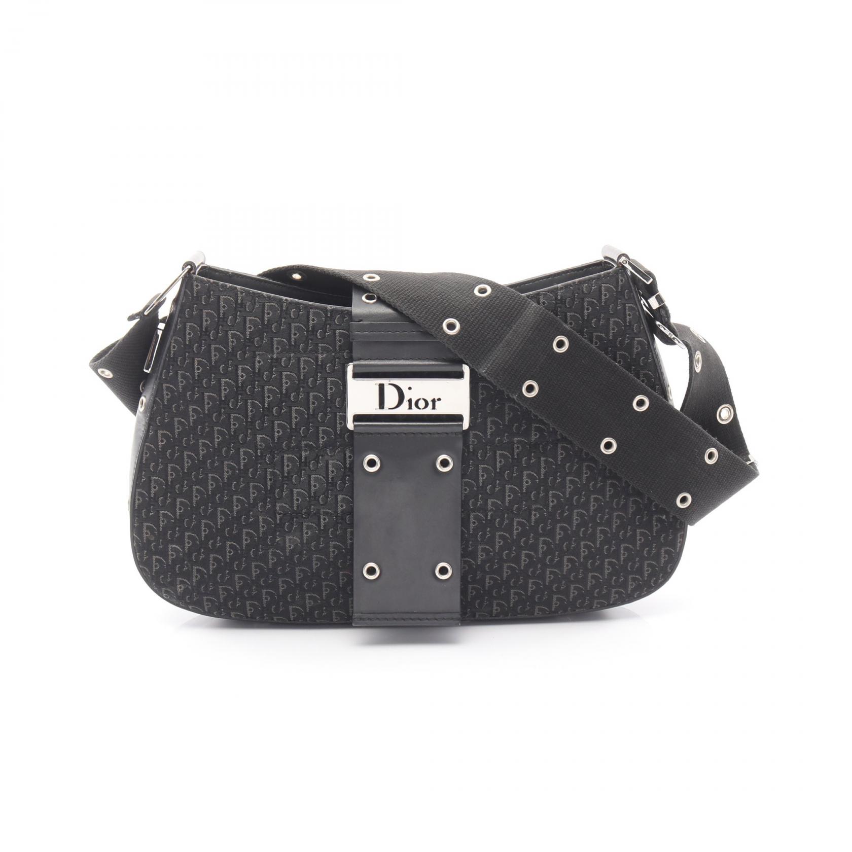 ≪5%OFFクーポン&まとめ買い10% ~7/26 9:59〆≫ディオール Dior ストリートシック トロッター ショルダーバッグ バッグ キャンバス レザー レディース ブラック系 【中古】|BRANDOFF TOKYO