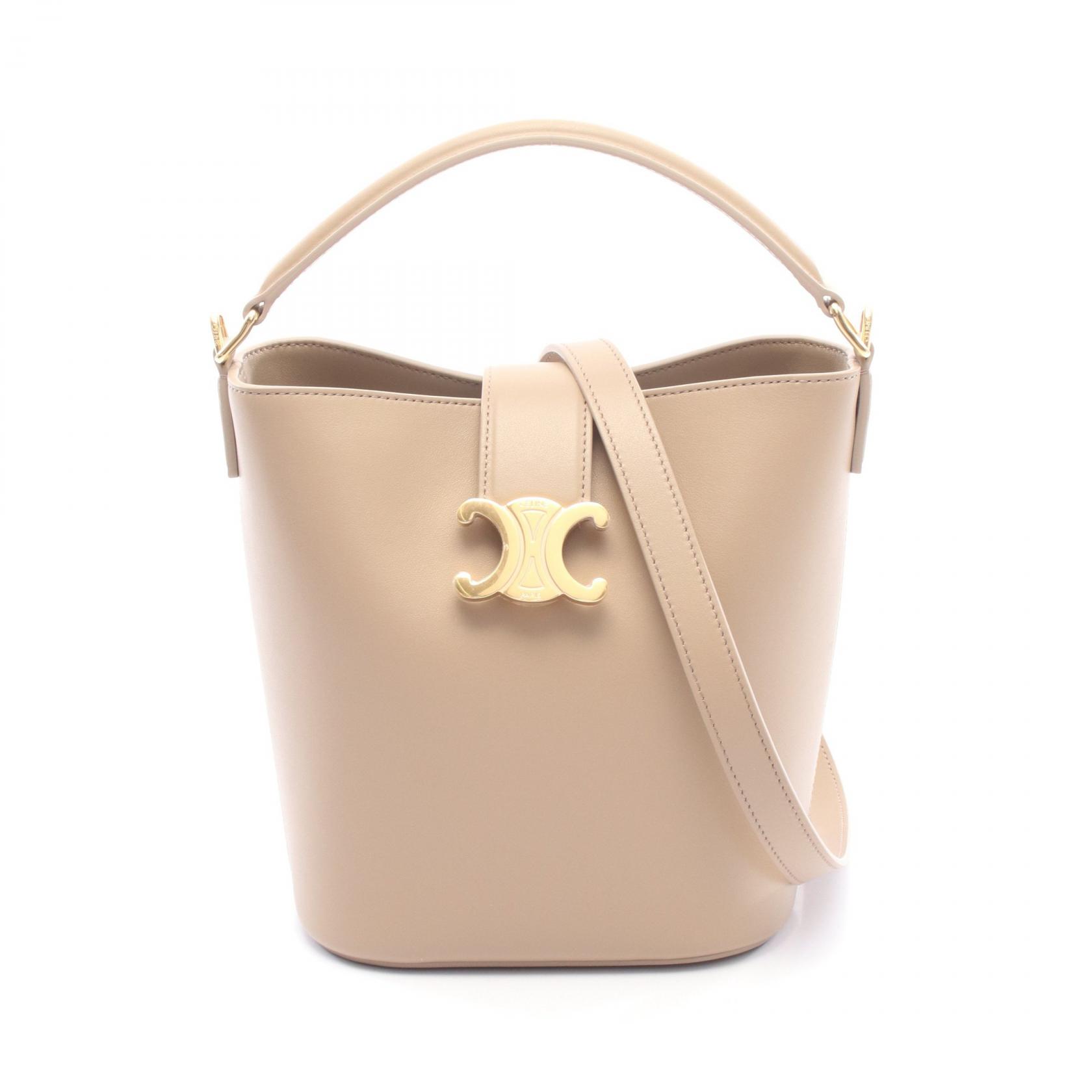 【ポイント5倍｜4/18 0:00～4/20 23:59】セリーヌ CELINE スモール ルイーズ バケット ハンドバッグ バッグ レザー レディース ベージュ系 119173FX903SA 【新品】