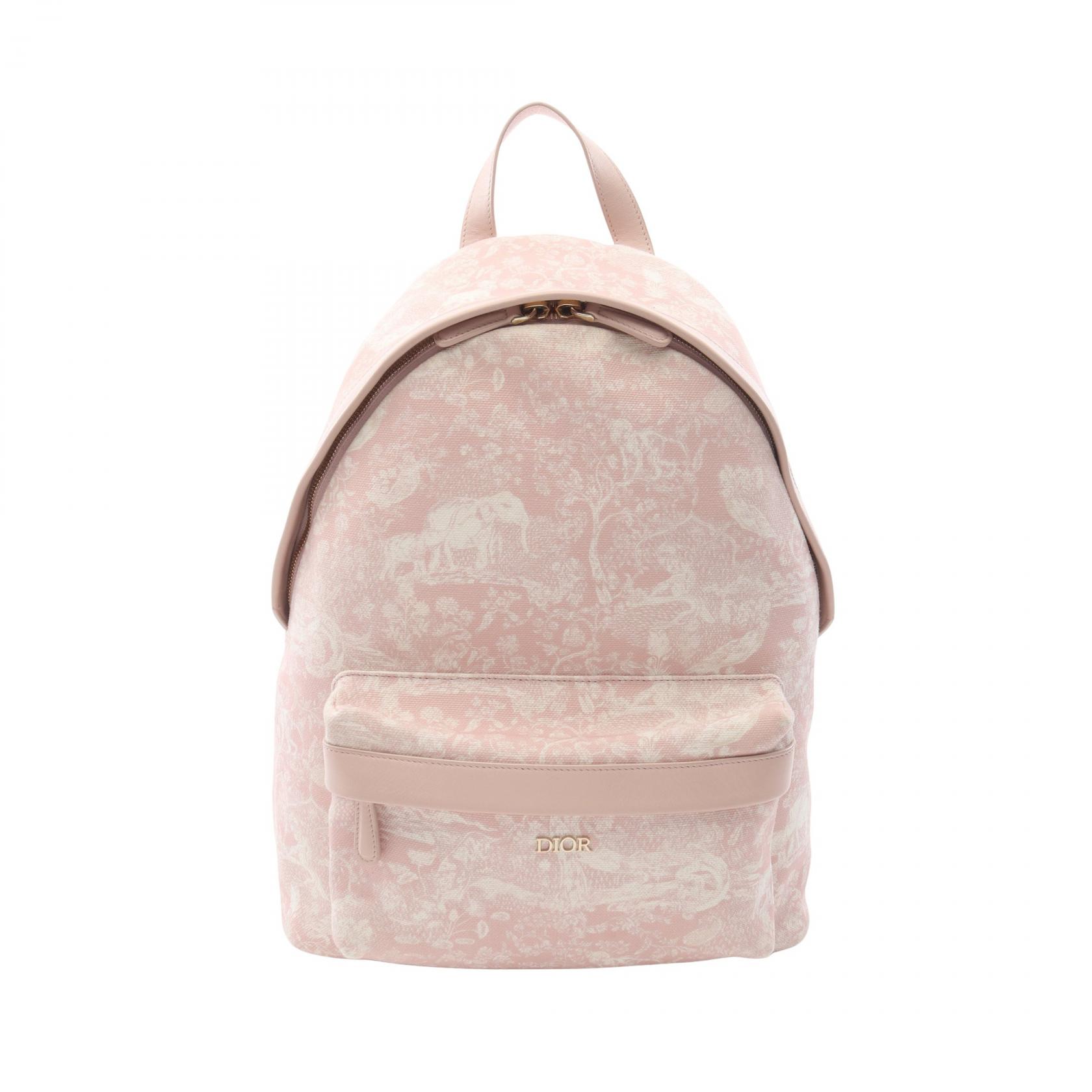 【1万円OFFクーポン対象】ディオール Dior リュックサック バックパック バッグ キャンバス レザー レディース ピンク系 【中古】