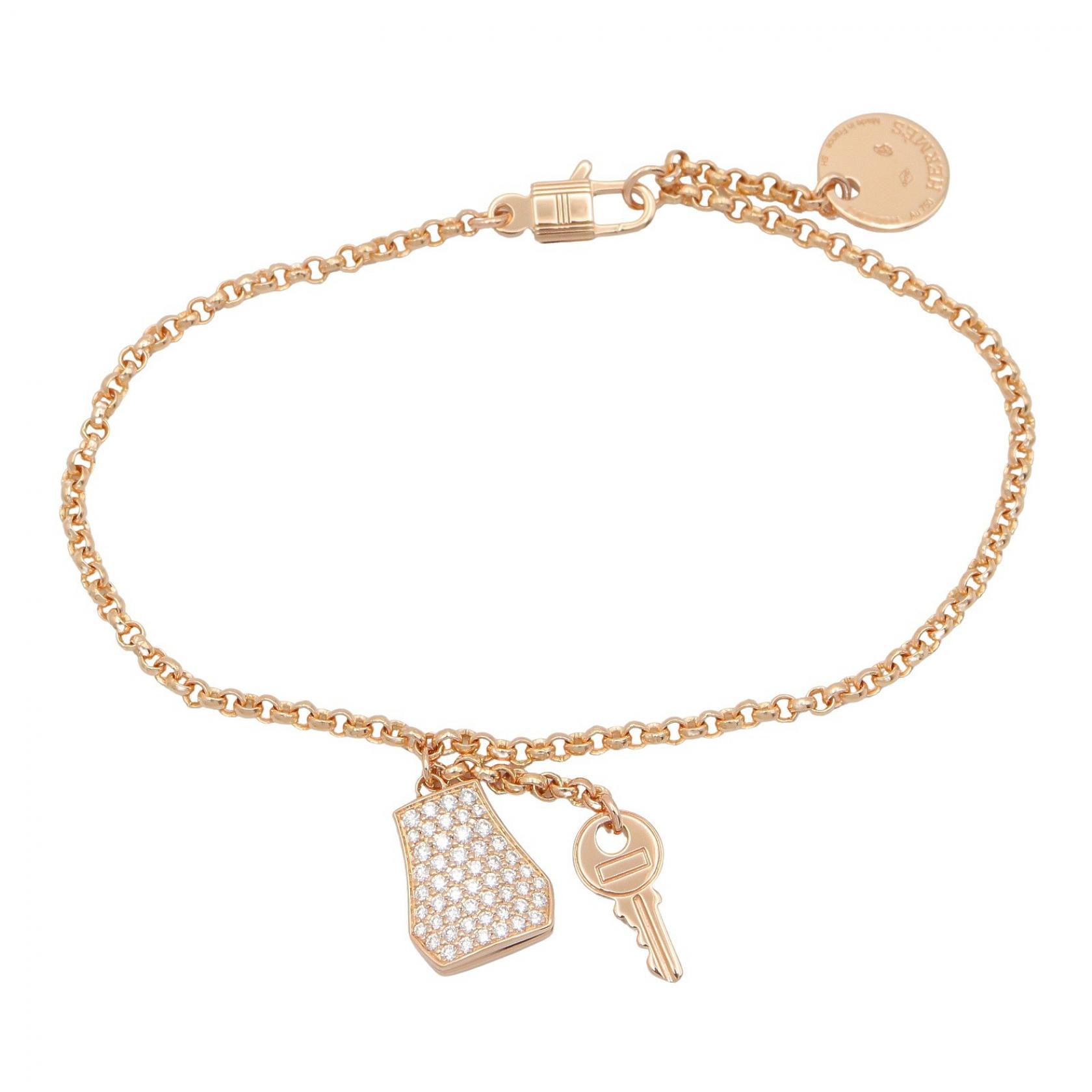 【ポイント5倍｜4/18 0:00～4/20 23:59】エルメス HERMES ケリークロシェットスモールブレスレット PM ブレスレット アクセサリー K18PG（ピンクゴールド） ダイヤモンド レディース クリア系 / ゴールド系 H220463B 00SH 【中古】