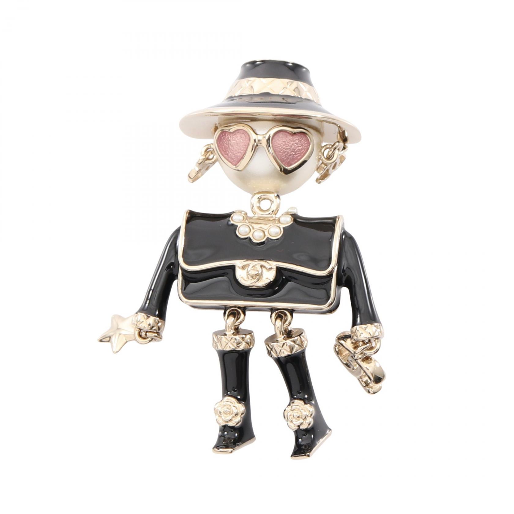 【5千円OFFクーポン対象】シャネル CHANEL ココマーク ブローチ アクセサリー GP(ゴールドメッキ) フェイクパール レディース ゴールド系 / ブラック系 / ホワイト系 B25 【中古】