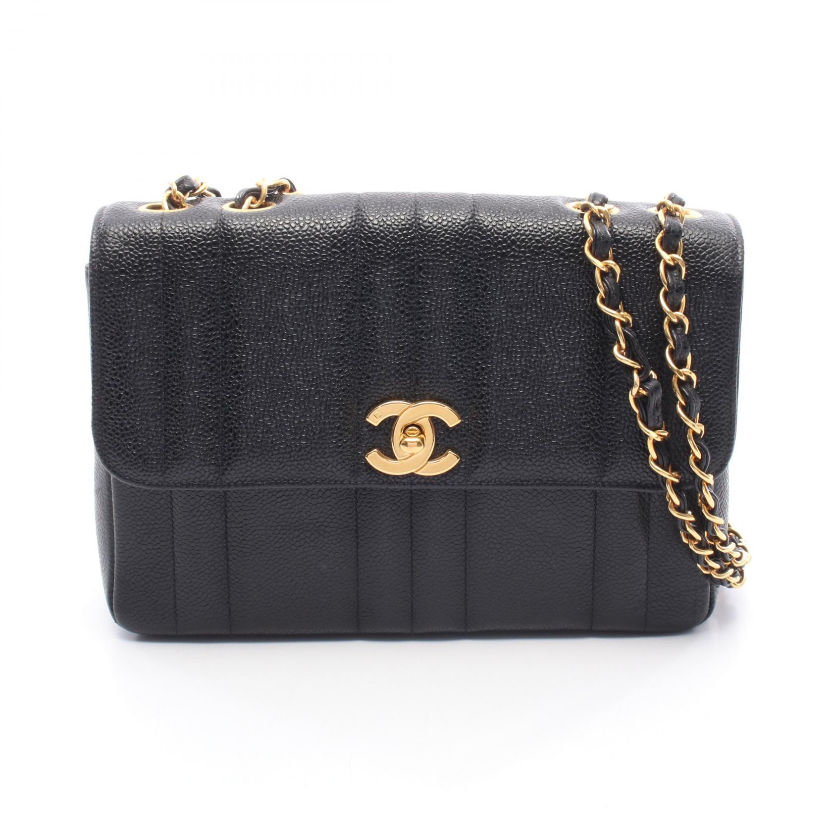 【ポイント5倍｜4/18 0:00～4/20 23:59】シャネル CHANEL マドモアゼル ショルダーバッグ バッグ レザー カーフ（牛革） レディース ブラック系 【中古】