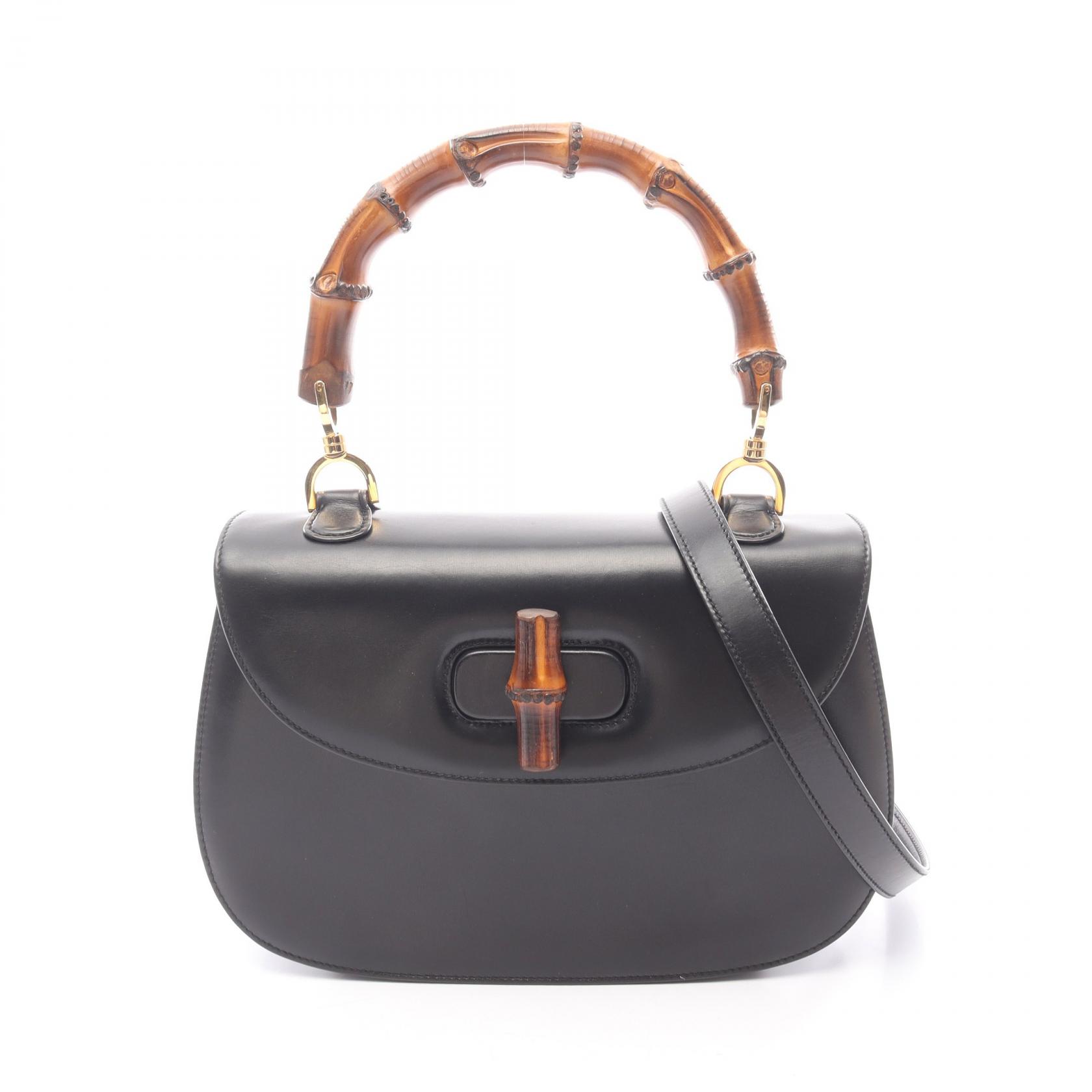 ≪5%OFFクーポン＆まとめ買い10% ～7/26 9:59〆≫グッチ GUCCI バンブー ハンドバッグ バッグ レザー レディース ブラック系 000･01･0633 【中古】｜BRANDOFF TOKYO