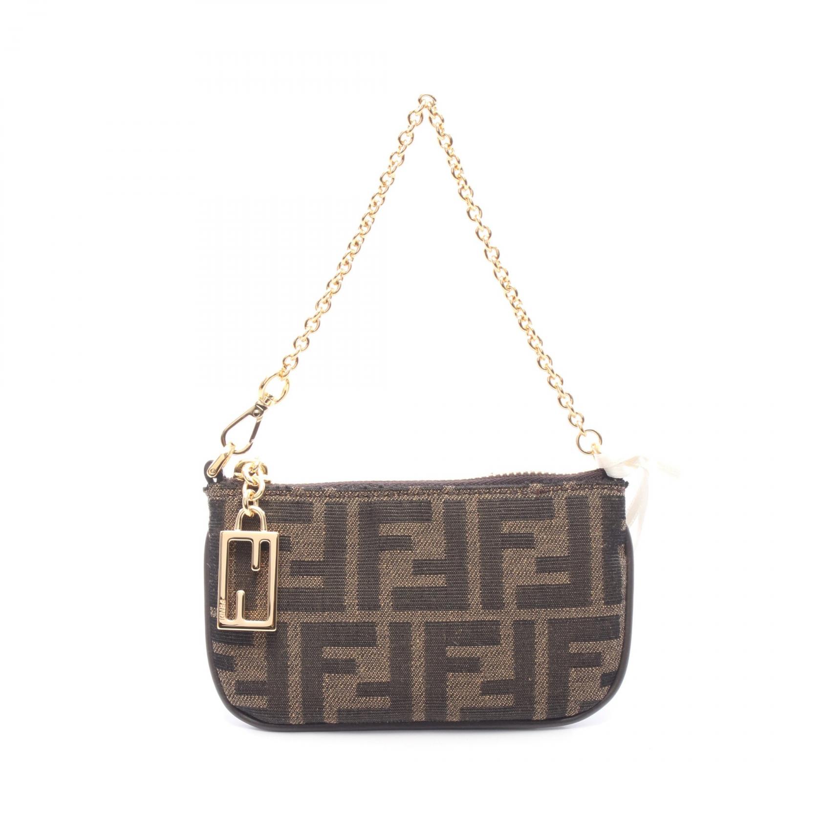 フェンディ FENDI バゲット スリム クラッチ ミニ ズッカ ハンドバッグ バッグ キャンバス レディース ブラウン系 / ブラック系 8M0535A98PF1GL7 【新品】