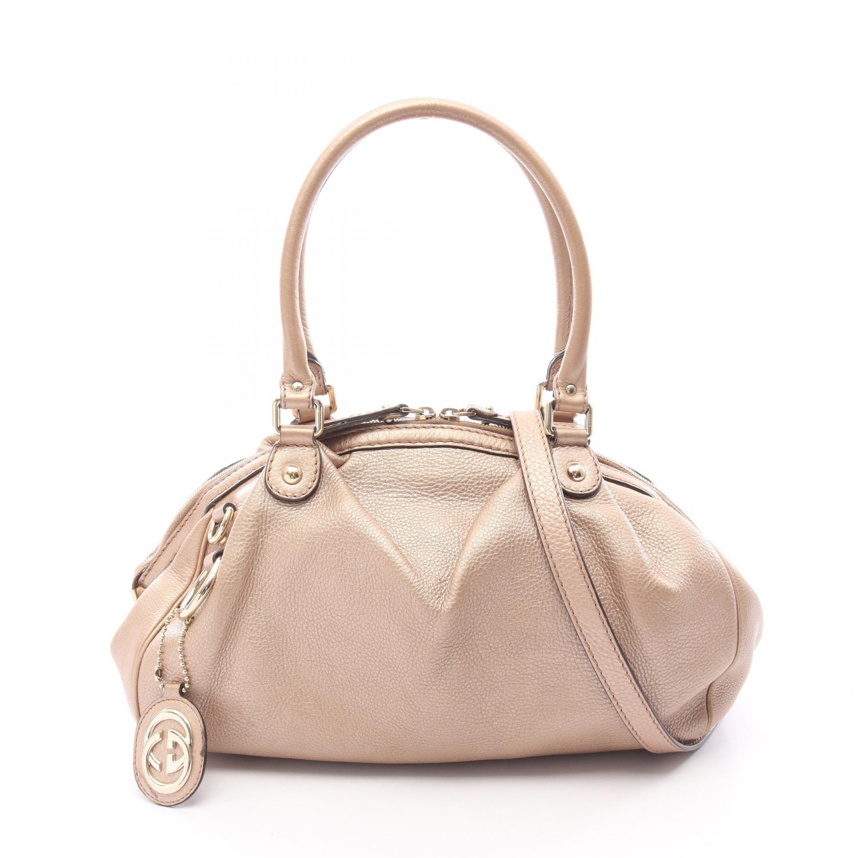 ≪5％OFFクーポン対象＆まとめ買い10%OFF≫グッチ GUCCI スーキー ハンドバッグ バッグ レザー レディース ベージュ系 223974 【中古】