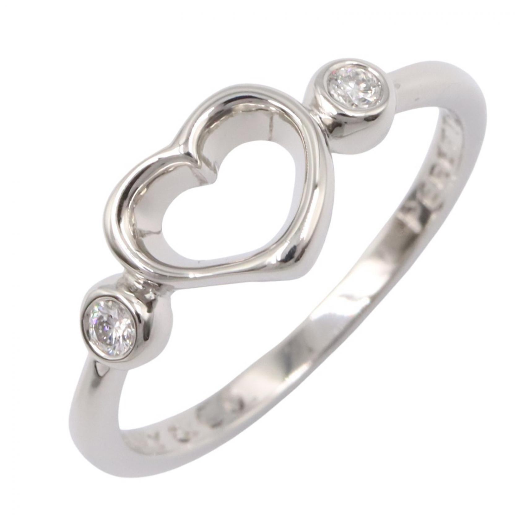≪5%OFFクーポン＆まとめ買い10% ～7/26 9:59〆≫ティファニー TIFFANY＆CO オープンハート 2PD リング リング・指輪 ジュエリー Pt950プラチナ ダイヤモンド レディース シルバー系 / クリア系 【中古】｜BRANDOFF TOKYO
