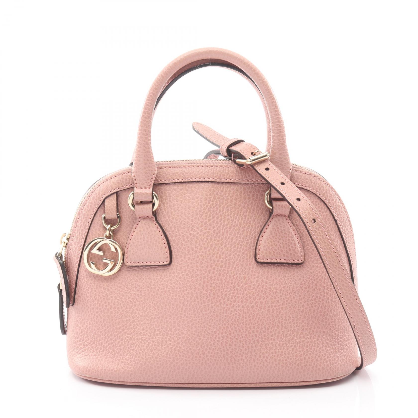 ≪5％OFFクーポン対象＆まとめ買い10%OFF≫グッチ GUCCI インターロッキング G ハンドバッグ バッグ レザー レディース ピンク系 449661 【中古】