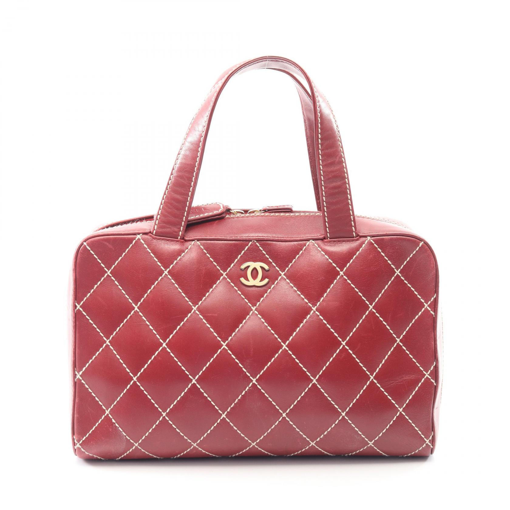 ≪5%OFFクーポン&まとめ買い10% ~7/26 9:59〆≫シャネル CHANEL ワイルドステッチ ハンドバッグ バッグ レザー レディース ボルドー系 【中古】|BRANDOFF TOKYO