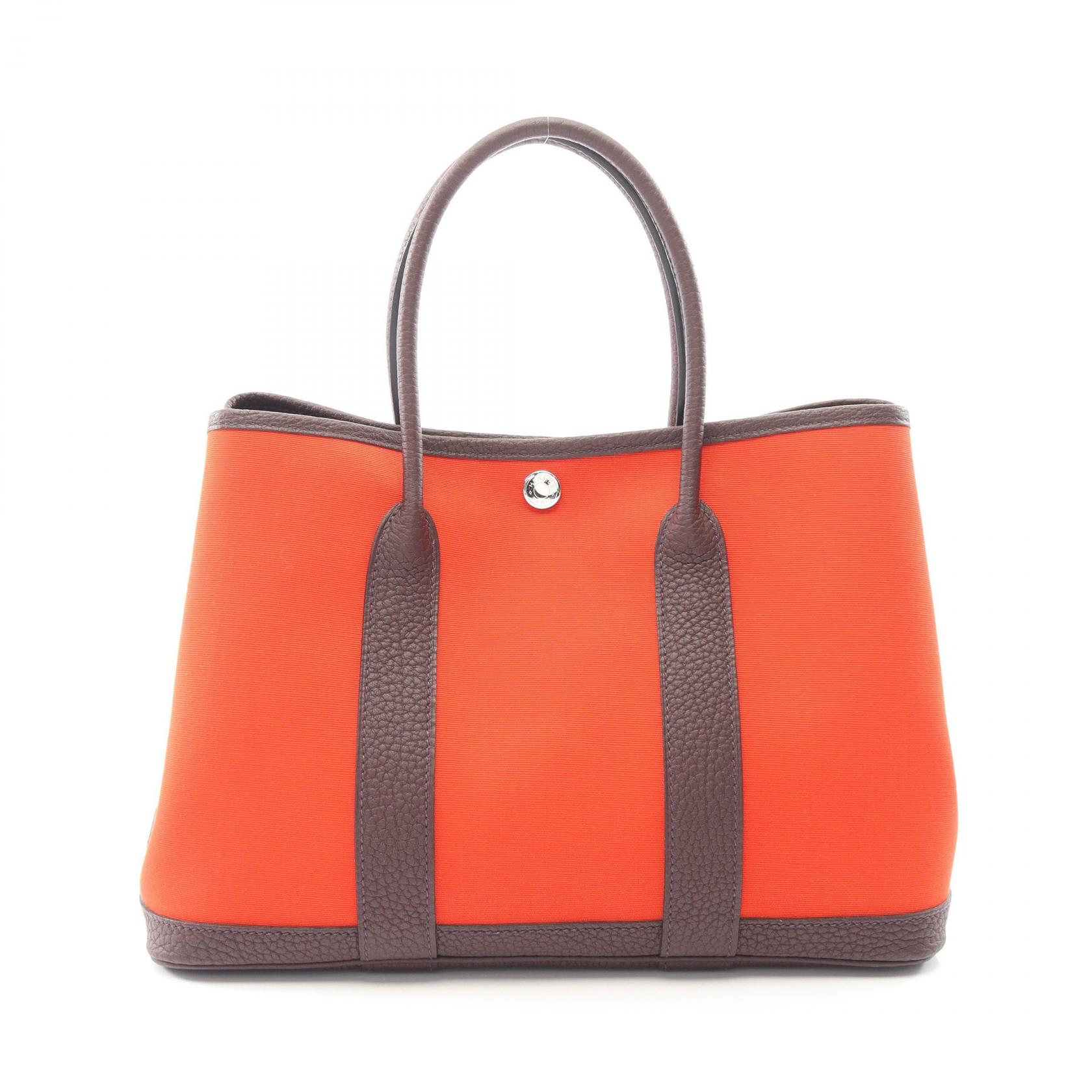 ≪5%OFFクーポン&まとめ買い10% ~7/26 9:59〆≫エルメス HERMES ガーデンパーティTPM トートバッグ バッグ キャンバス レザー ネゴンダ トワルオフィシエ レディース レッド系 / ブラウン系 / オランジュメカノ 【中古】|BRANDOFF TOKYO