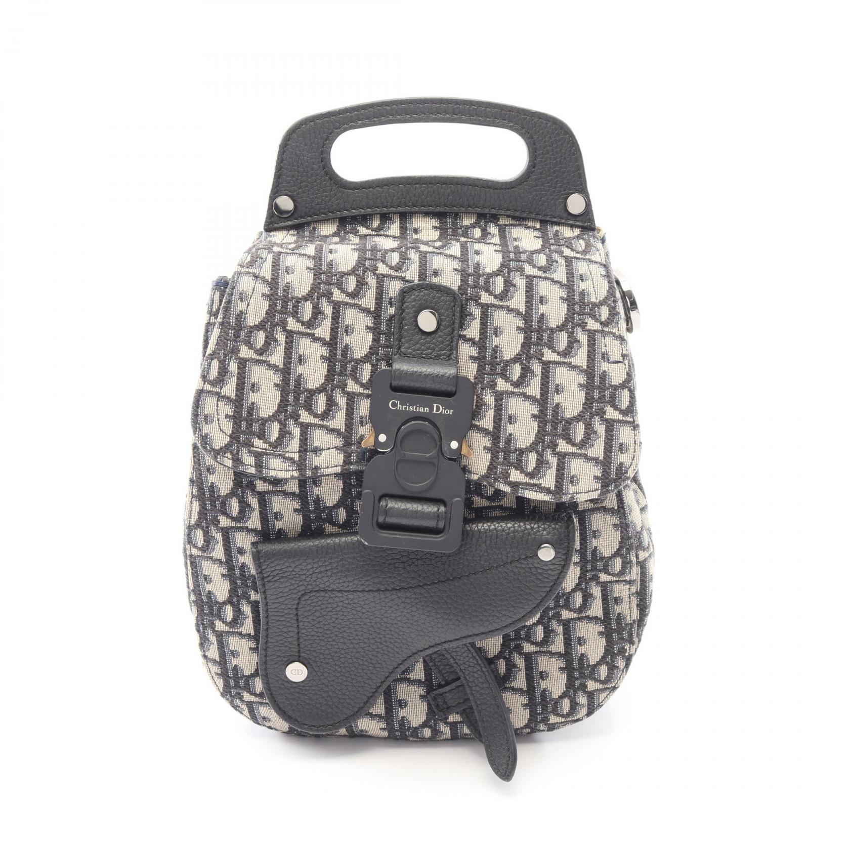 ≪5％OFFクーポン対象＆まとめ買い10%OFF≫ディオール Dior ギャロップ オブリーク リュックサック バックパック バッグ キャンバス レザー メンズ ベージュ系 / ブラック系 1ADBA011YKY 【中古】