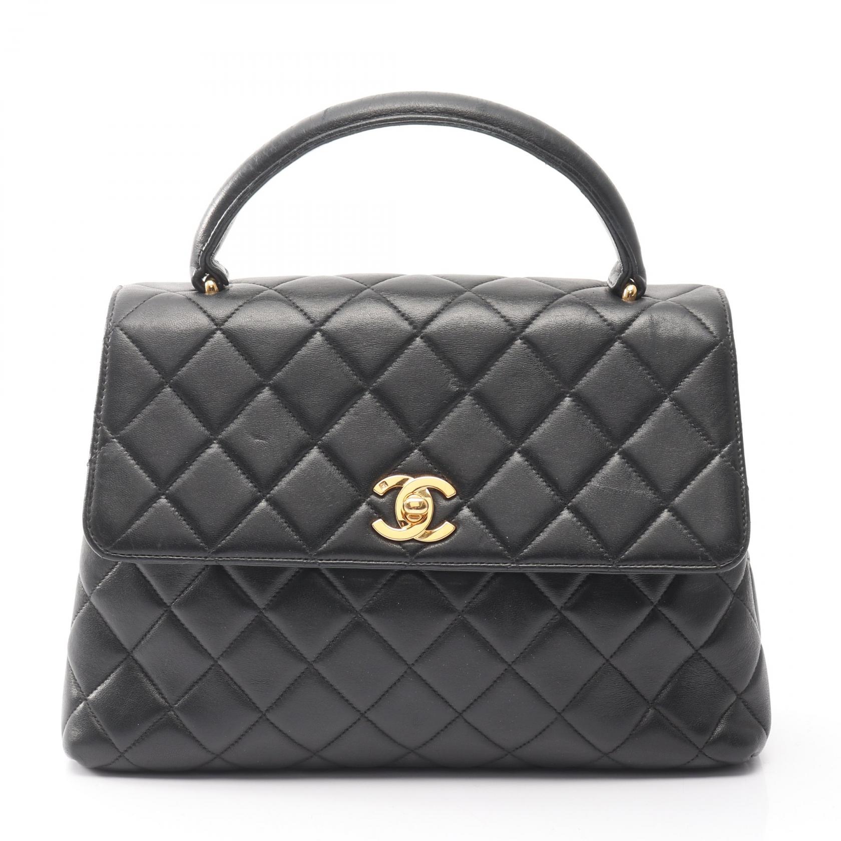 【ポイント5倍｜4/18 0:00～4/20 23:59】シャネル CHANEL マトラッセ ハンドバッグ バッグ ラムスキン（羊革） レディース ブラック系 【中古】 210,000円
