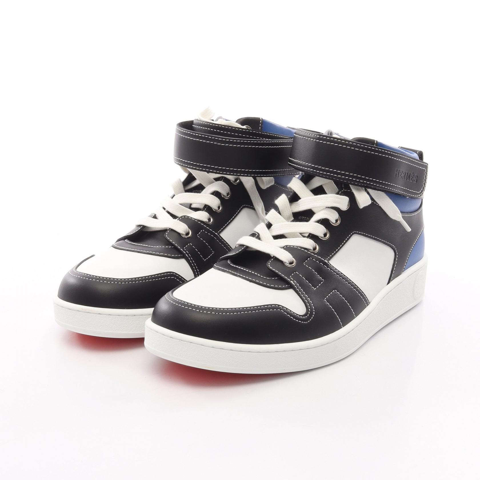 ≪5％OFFクーポン対象＆まとめ買い10%OFF≫エルメス HERMES フリースタイル スニーカー 靴 レザー メンズ ブラック系 / ホワイト系 / ブルー系 【中古】