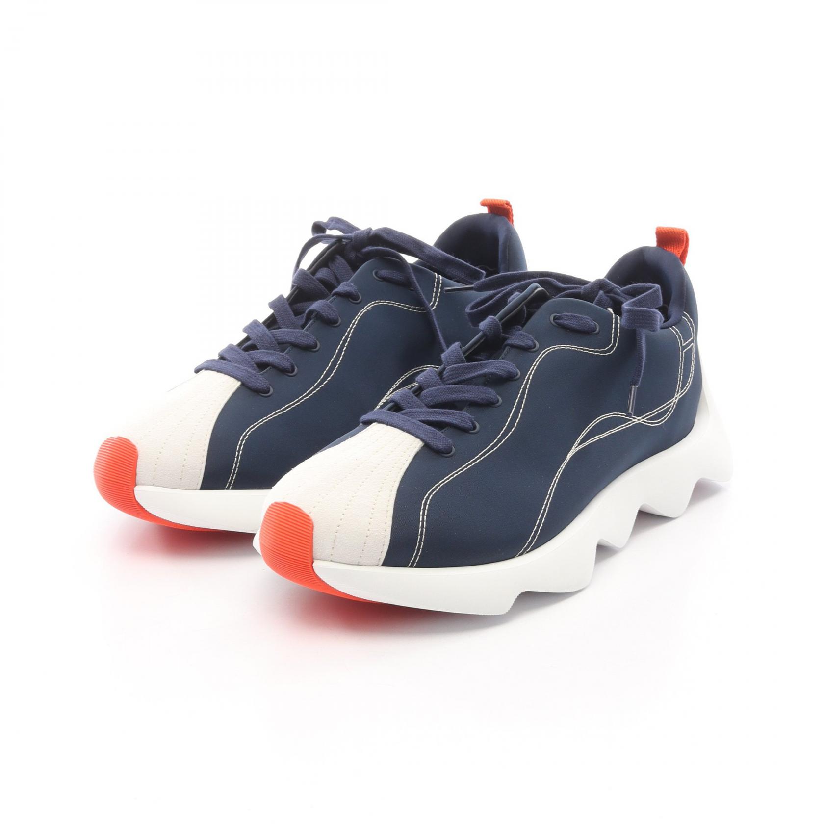【ポイント5倍｜4/18 0:00～4/20 23:59】エルメス HERMES アンヴォル スニーカー 靴 スウェード ファブリック メンズ ネイビー系 / ホワイト系 / レッド系 【中古】