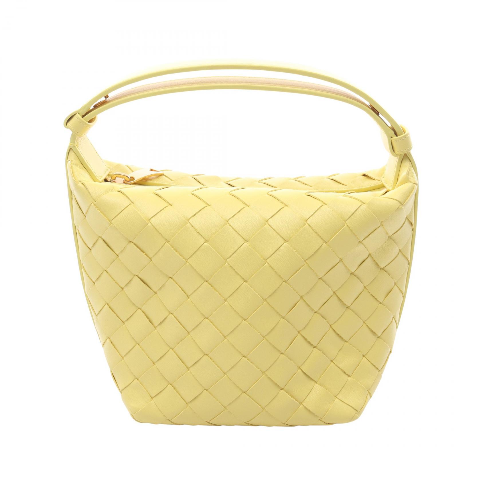 ≪5％OFFクーポン対象＆まとめ買い10%OFF≫ボッテガヴェネタ BOTTEGA VENETA キャンディー ウォレス イントレチャート ハンドバッグ バッグ レザー レディース イエロー系 776781 V3IV1 【中古】