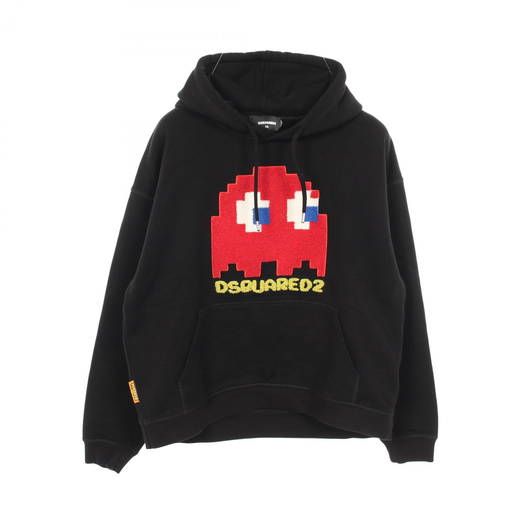 ディースクエアード DSQUARED2 DSQUARED2 &times; PAC-MAN 裏起毛 パーカー 衣料品 トップス コットン メンズ ブラック系 / レッド系 S71GU0635 【中古】｜BRANDOFF TOKYO