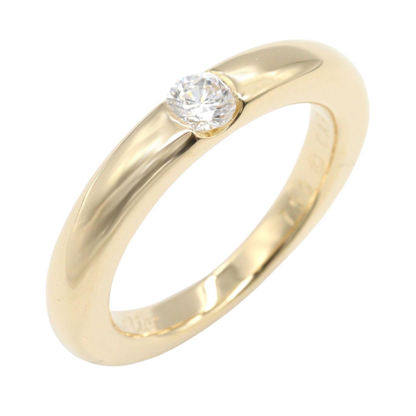 ≪5％OFFクーポン対象＆まとめ買い10%OFF≫カルティエ CARTIER エリプスリング 1PD リング・指輪 ジュエリー K18（イエローゴールド） ダイヤモンド レディース ゴールド系 / クリア系 【中古】