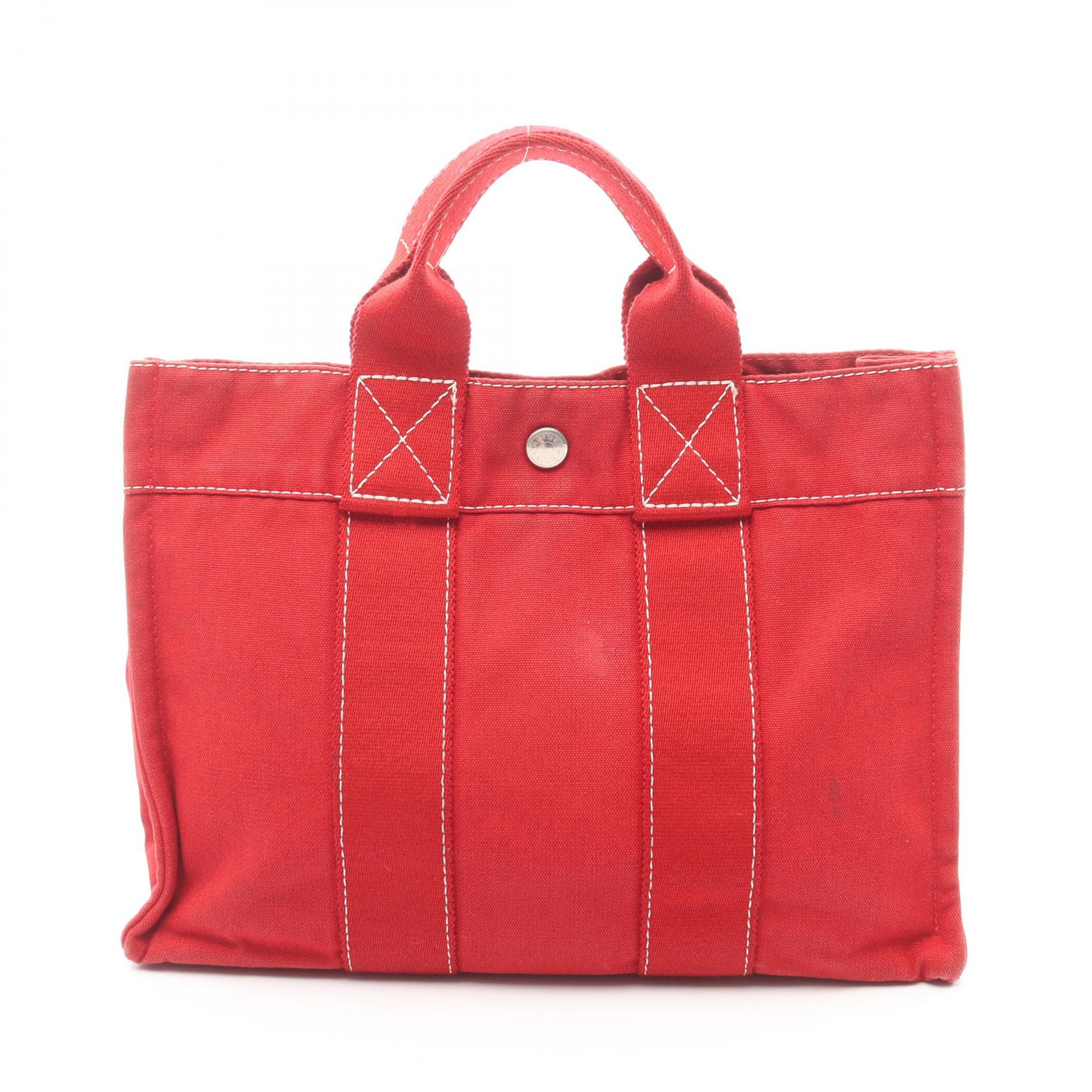 エルメス HERMES サックドーヴィルPM ハンドバッグ バッグ キャンバス レディース レッド系 101098M 【中古】