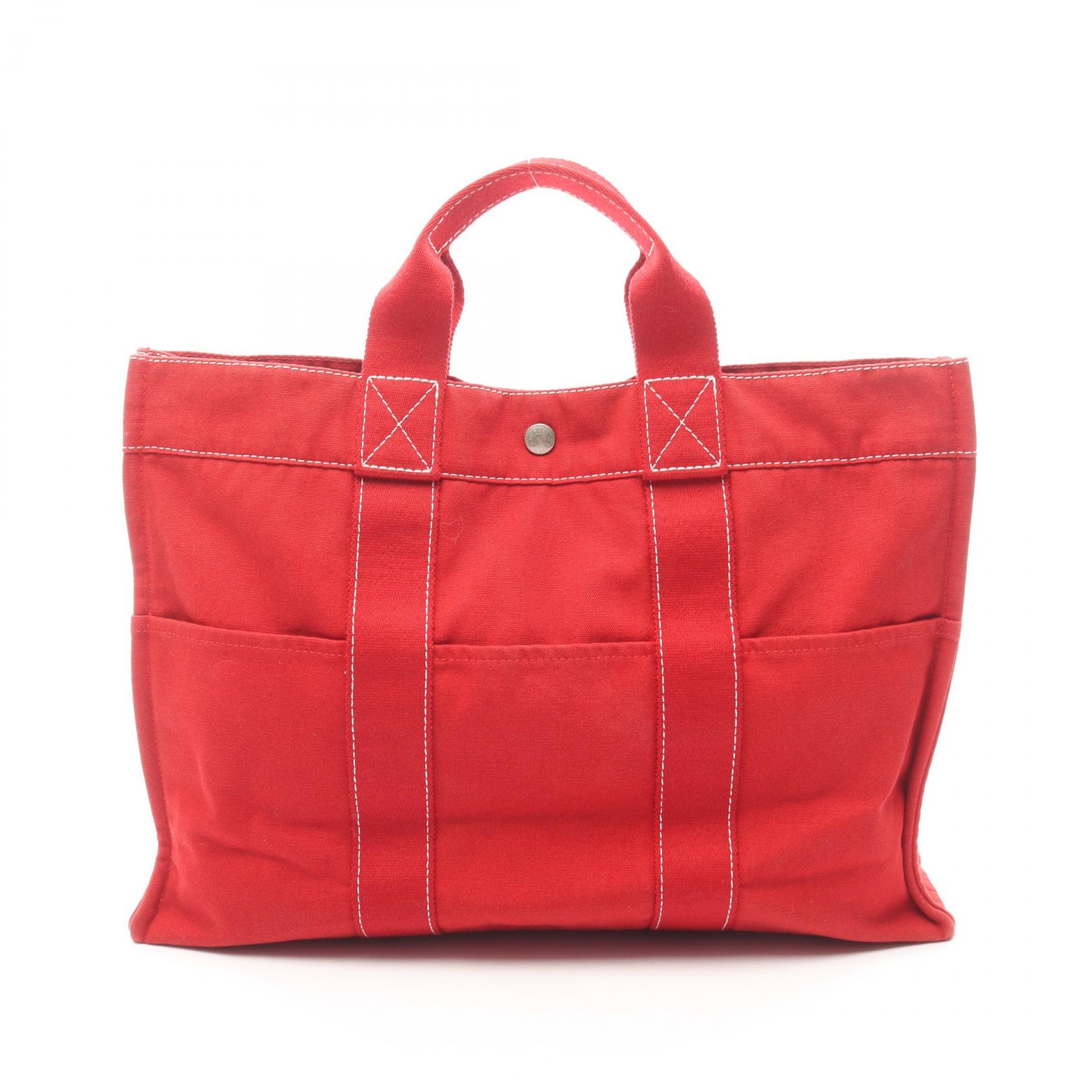 【ポイント5倍｜4/18 0:00～4/20 23:59】エルメス HERMES サックドーヴィルMM トートバッグ バッグ キャンバス レディース レッド系 101105M 【中古】