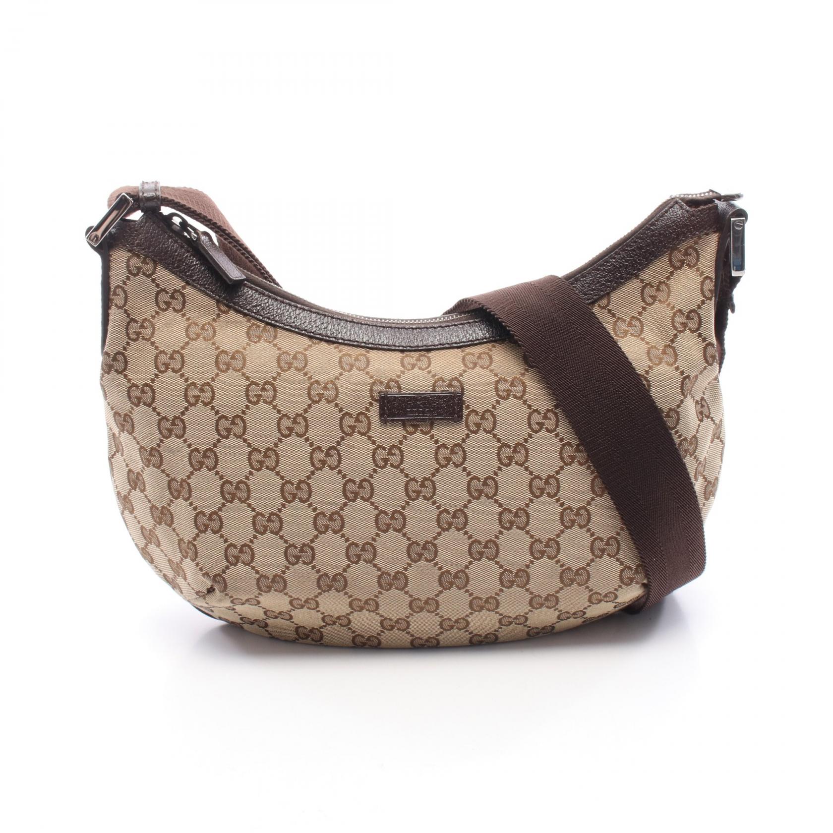 ≪5％OFFクーポン対象＆まとめ買い10%OFF≫グッチ GUCCI GGキャンバス ショルダーバッグ バッグ キャンバス レザー レディース ベージュ系 / ブラウン系 181092 【中古】