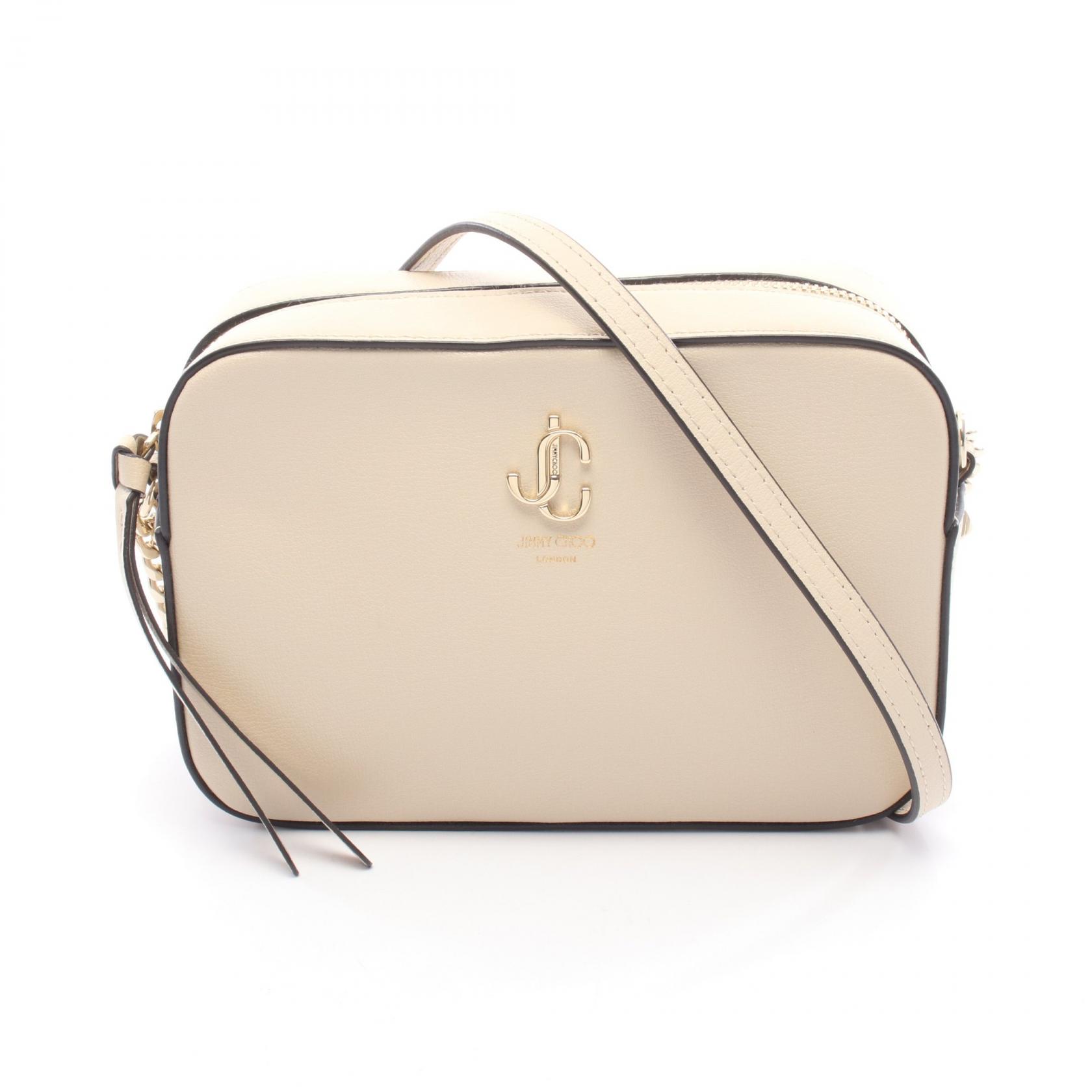 ≪5％OFFクーポン対象＆まとめ買い10%OFF≫ジミーチュウ JIMMY CHOO JC CAMERA ショルダーバッグ バッグ レザー レディース ベージュ系 【中古】