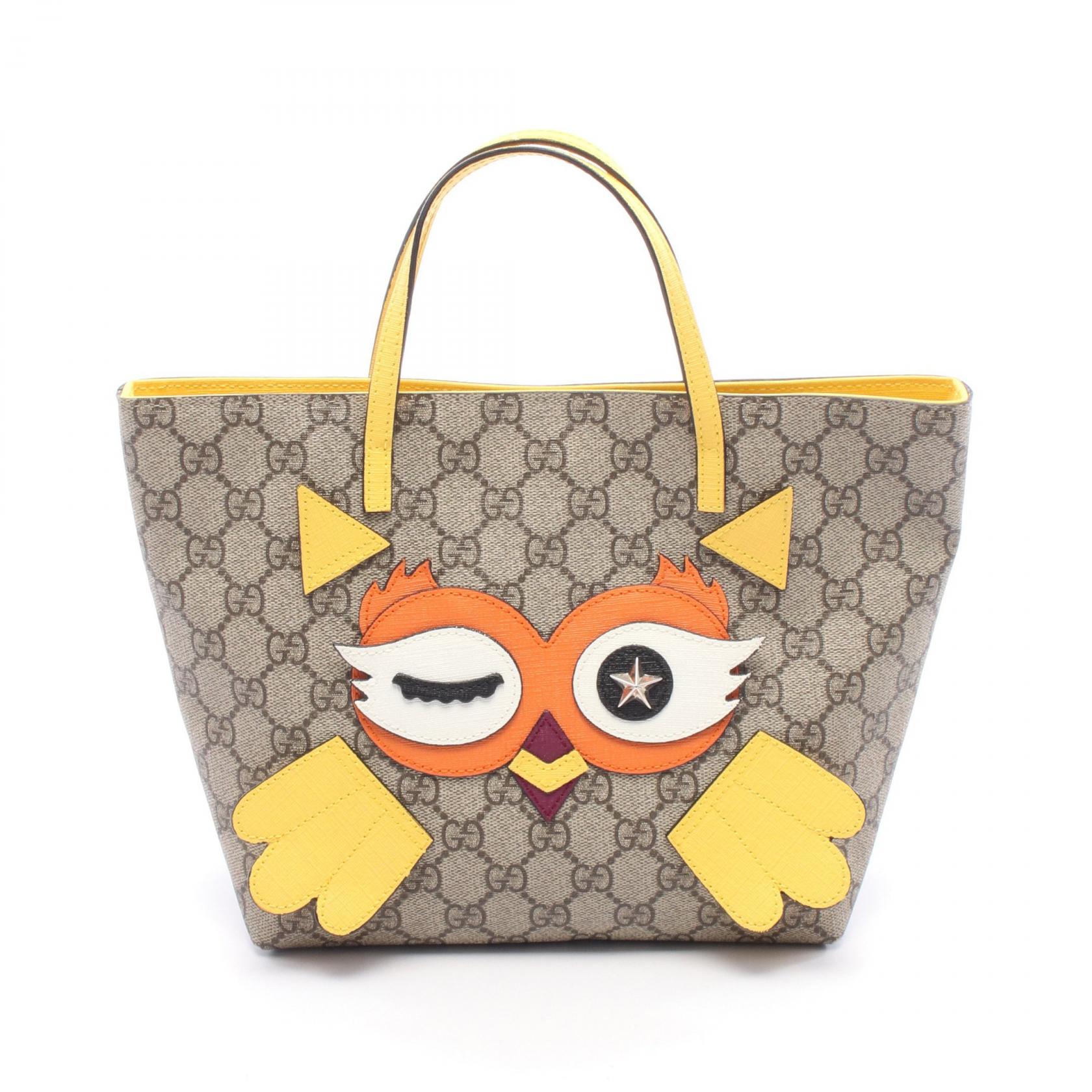 ≪5％OFFクーポン対象＆まとめ買い10%OFF≫グッチ GUCCI チルドレンズ GGスプリーム ハンドバッグ バッグ PVCコーティングキャンバス レザー レディース ベージュ系 / イエロー系 / マルチカラー 477488 【中古】