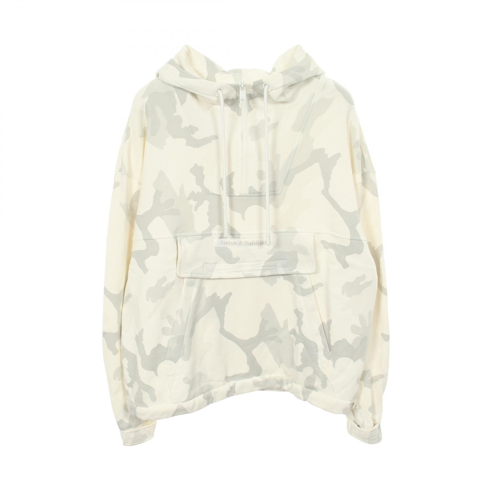ドルチェアンドガッバーナ DOLCE & GABBANA カモフラージュ ハーフジップ パーカー 衣料品 トップス コットン メンズ ホワイト系 / グレー系 【中古】