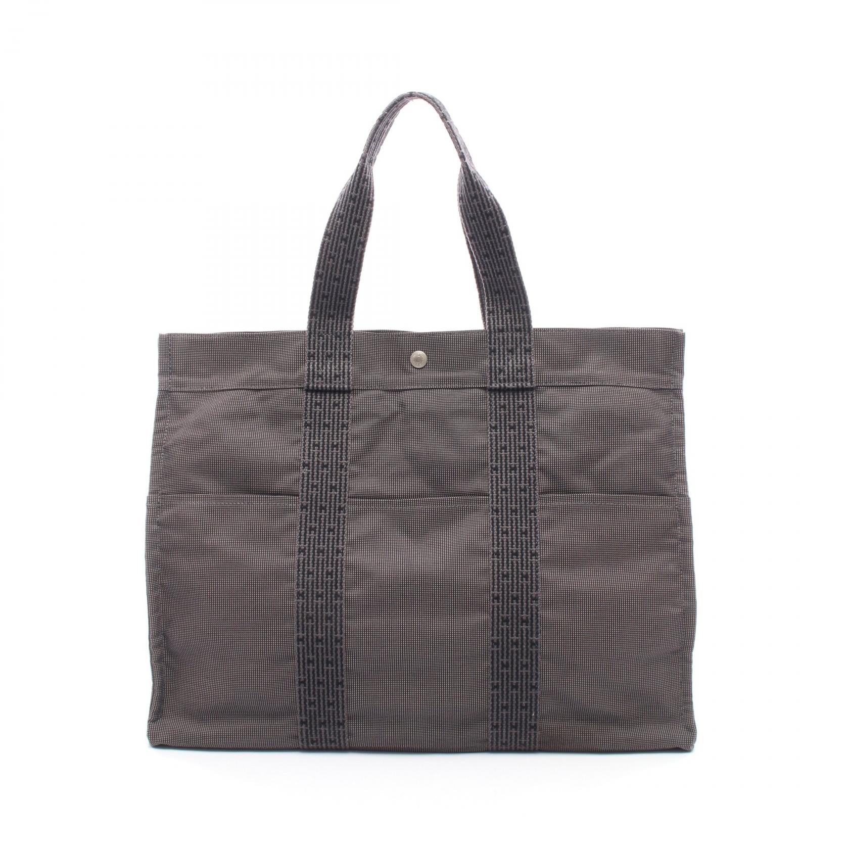 ≪5％OFFクーポン対象＆まとめ買い10%OFF≫エルメス HERMES エールラインGM トートバッグ バッグ キャンバス メンズ レディース グレー系 【中古】