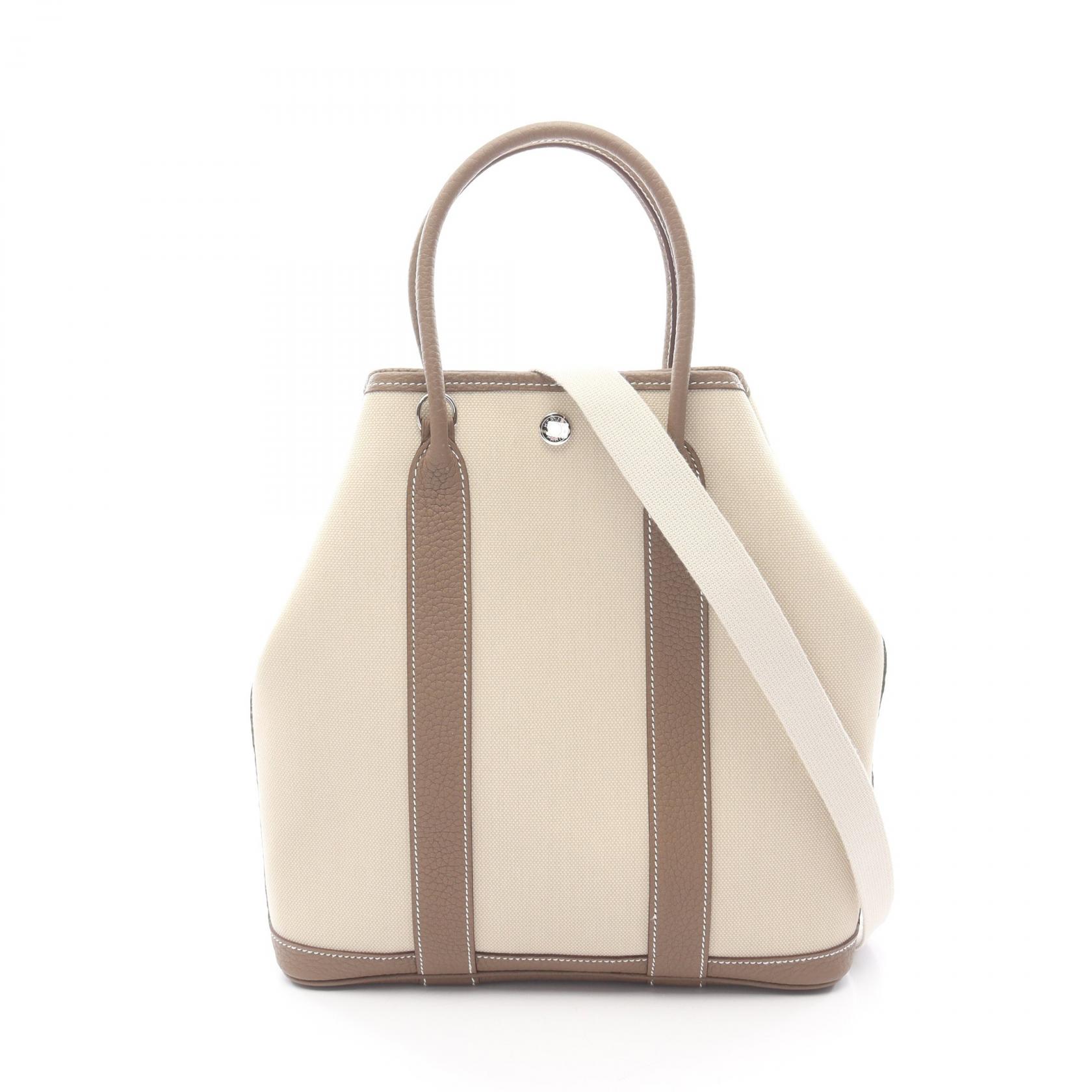 【3万円OFFクーポン対象】エルメス HERMES ガーデンファイルPM トートバッグ バッグ キャンバス レザー トワルミリタリー / ネゴンダ トワルミリタリー レディース ベージュ系 / グレー系 【中古】