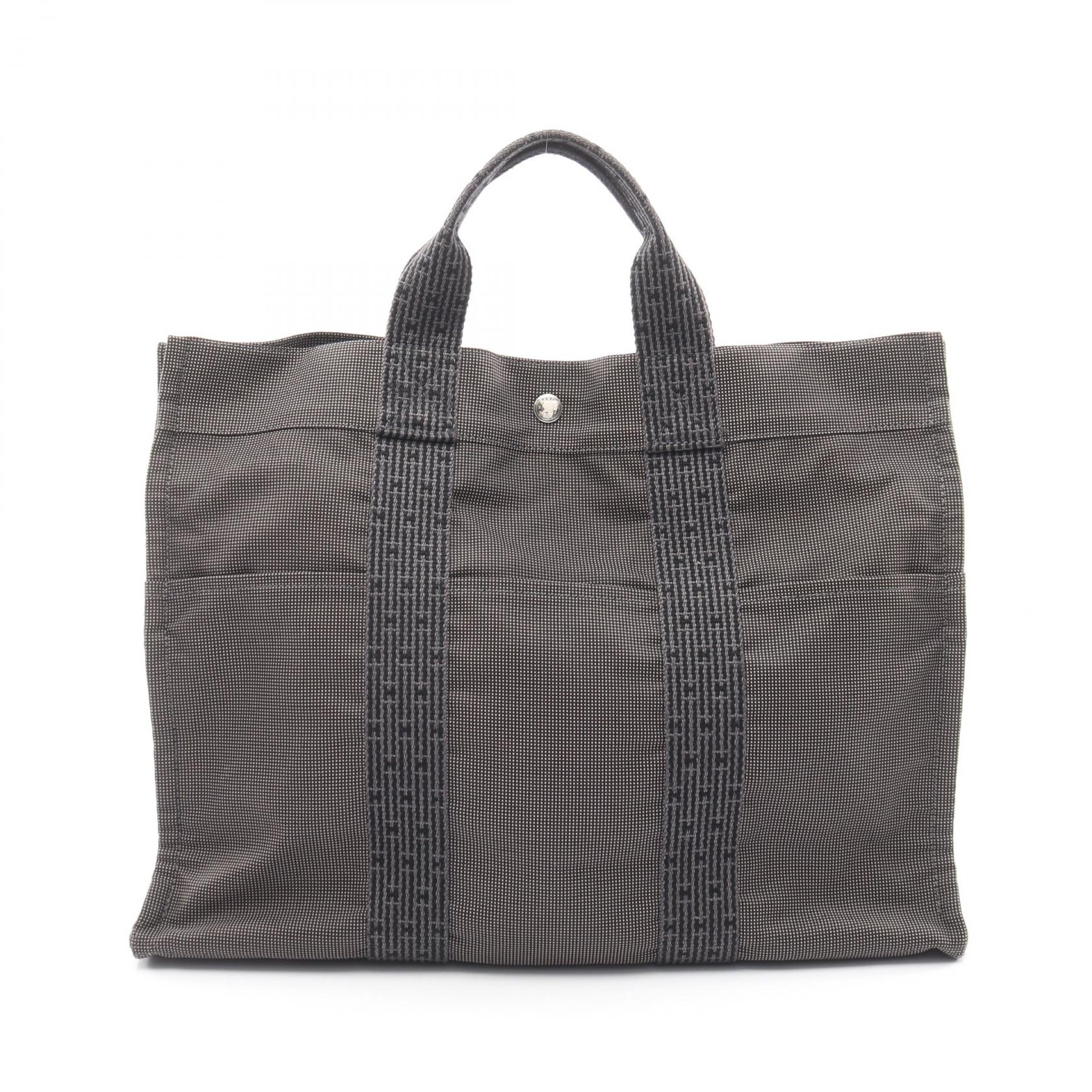 ≪5％OFFクーポン対象＆まとめ買い10%OFF≫エルメス HERMES エールラインMM トートバッグ バッグ ナイロン ナイロンキャンバス メンズ レディース グレー系 100951M 【中古】