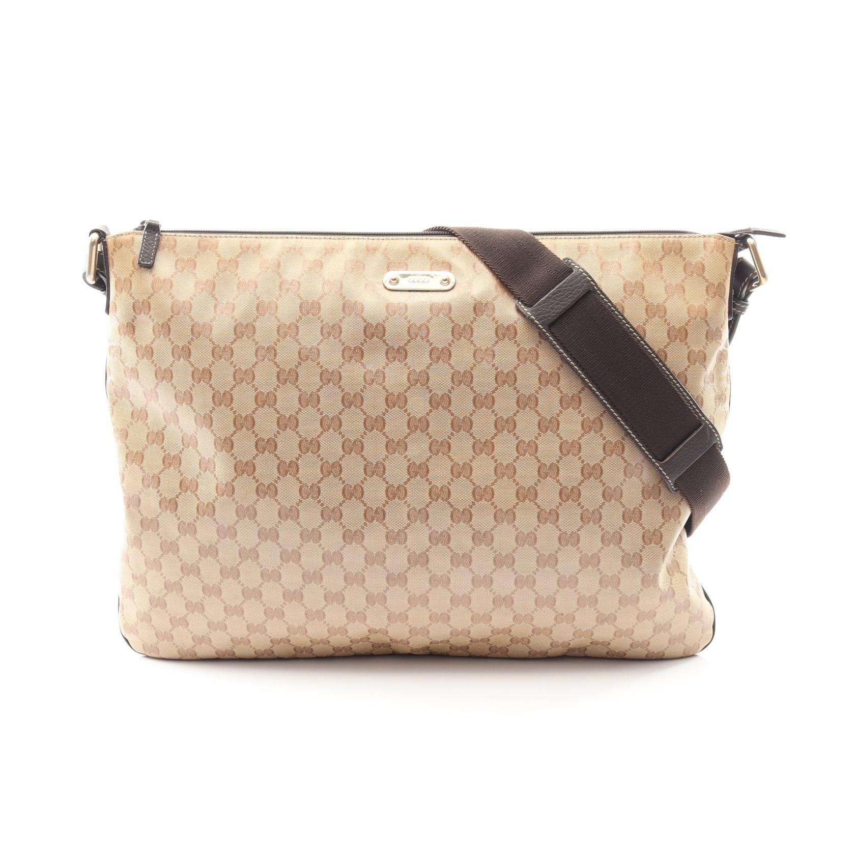 ≪5％OFFクーポン対象＆まとめ買い10%OFF≫グッチ GUCCI GGクリスタル ショルダーバッグ バッグ PVCコーティングキャンバス レザー レディース ベージュ系 190628 【中古】