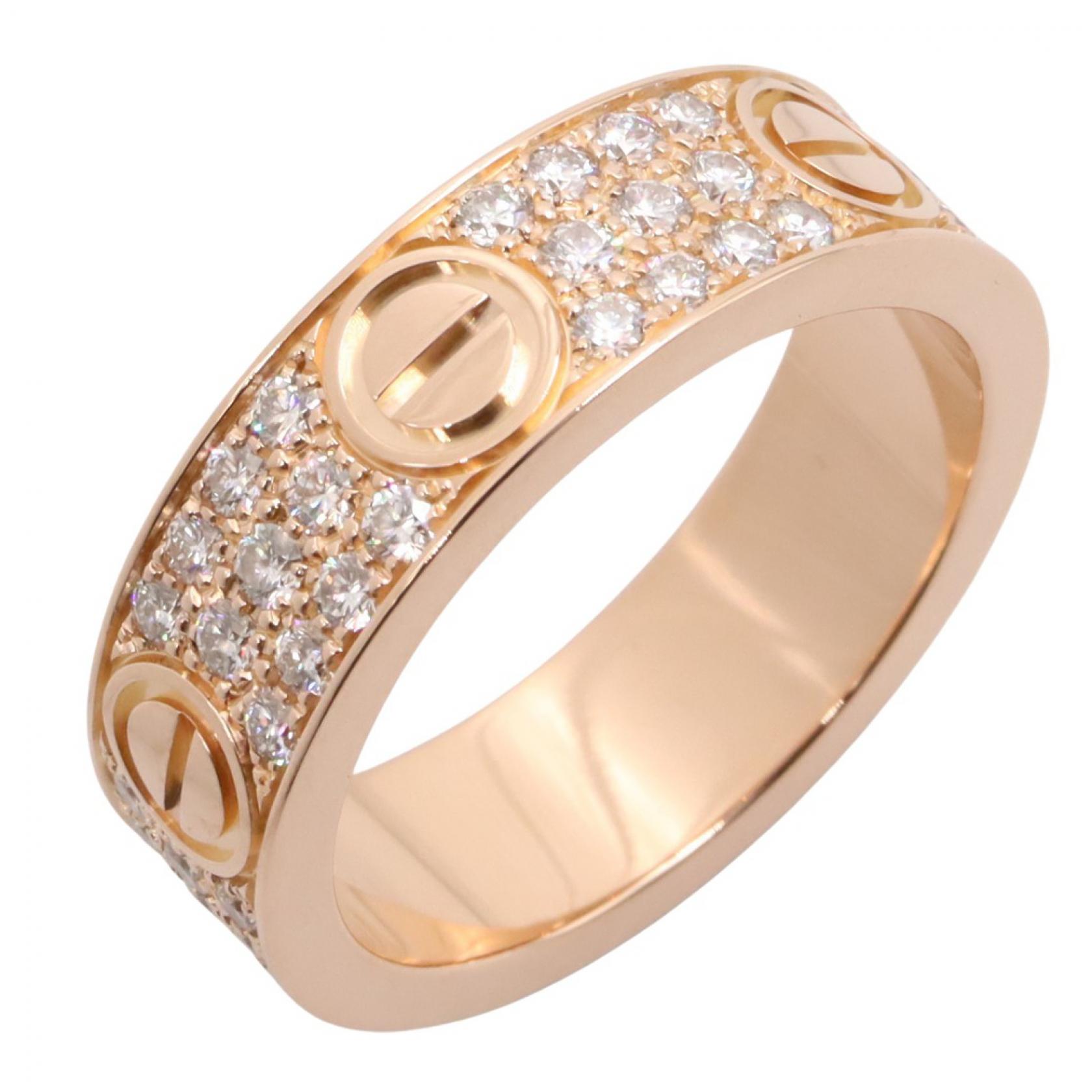 【3万円OFFクーポン対象】カルティエ CARTIER ラブリング パヴェダイヤ リング・指輪 ジュエリー K18PG(ピンクゴールド) ダイヤモンド レディース ゴールド系 / クリア系 B4087600 【中古】
