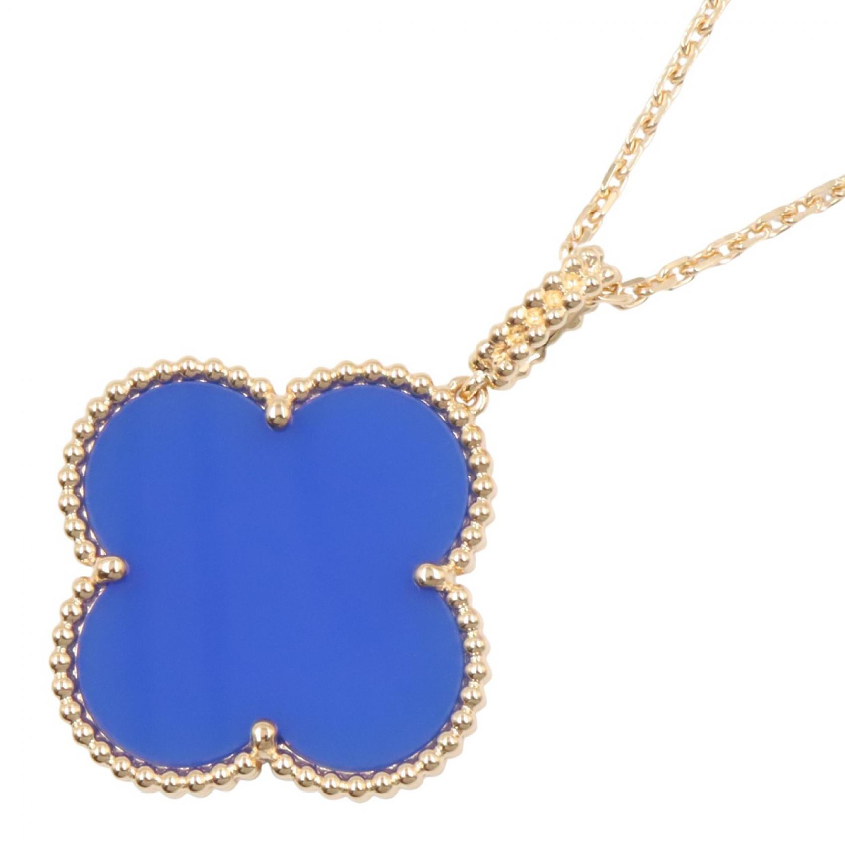 【3万円OFFクーポン対象】ヴァンクリーフ＆アーペル Van Cleef & Arpels マジックアルハンブラ ブルーアゲート ネックレス ネックレス ジュエリー K18（イエローゴールド） ブルーアゲート レディース ゴールド系 / ブルー系 VCARP6LA00 【中古】