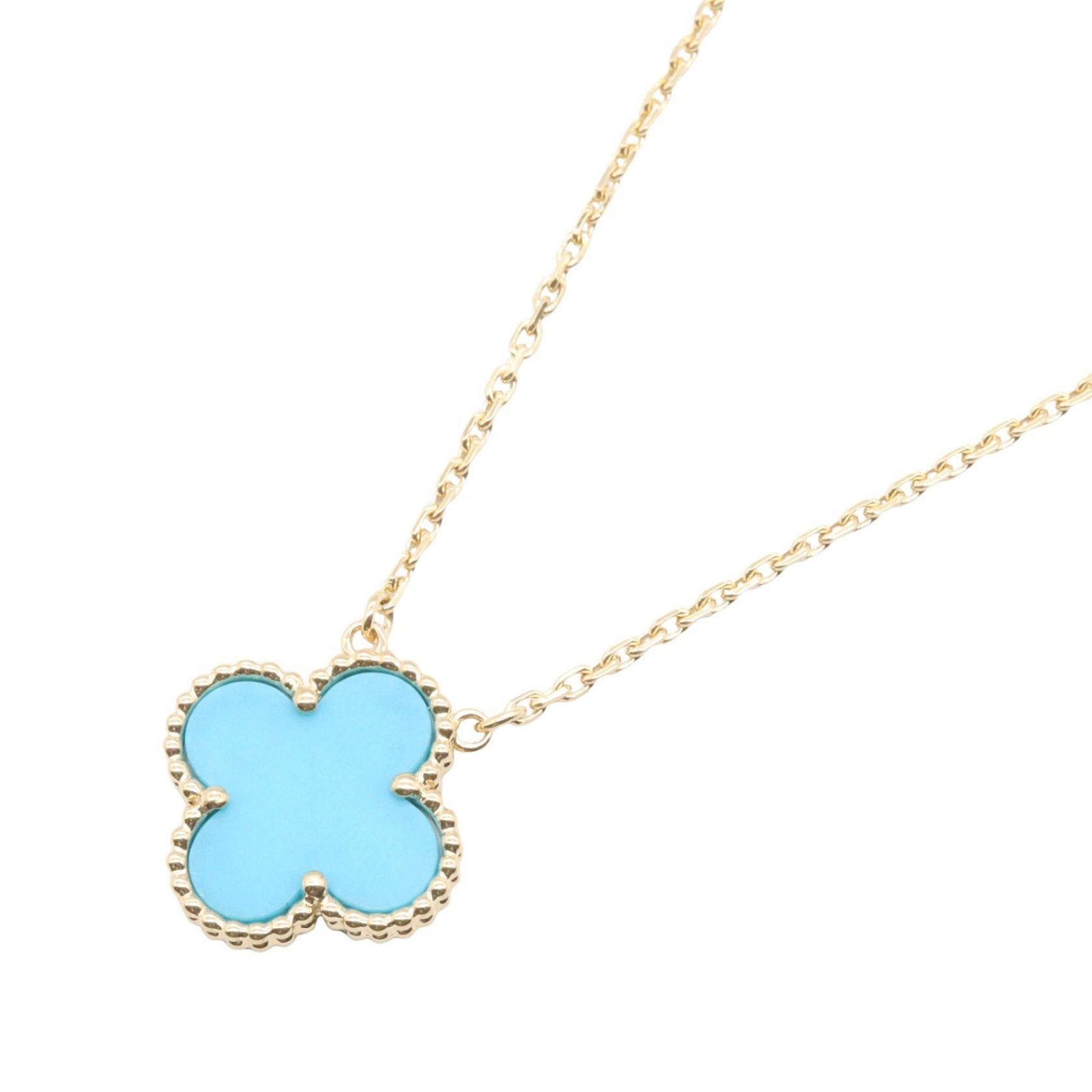 ≪5%OFFクーポン＆まとめ買い10% ～7/26 9:59〆≫ヴァンクリーフ＆アーペル Van Cleef & Arpels ヴィンテージアルハンブラ ターコイズ ネックレス ネックレス ジュエリー K18（イエローゴールド） ターコイズ レディース ゴールド系 / ブルー系 【中古】｜BRANDOFF TOKYO