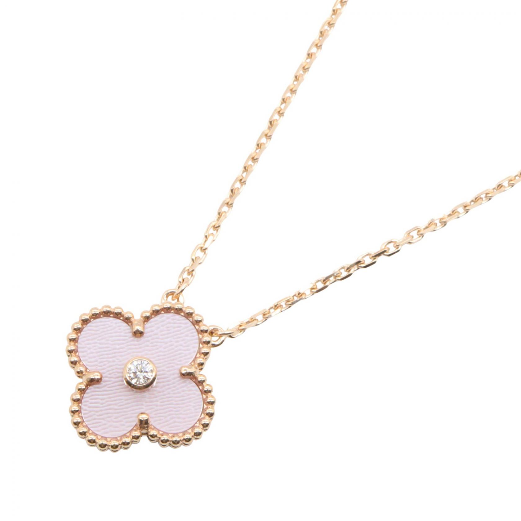 ヴァンクリーフ＆アーペル Van Cleef & Arpels ヴィンテージアルハンブラ ピンクマザーオブパール 1PD ネックレス ジュエリー K18PG（ピンクゴールド） ダイヤモンド ピンクマザーオブパール レディース ゴールド系 / ピンク系 / クリア系 VCARPMOP00 【中古】
