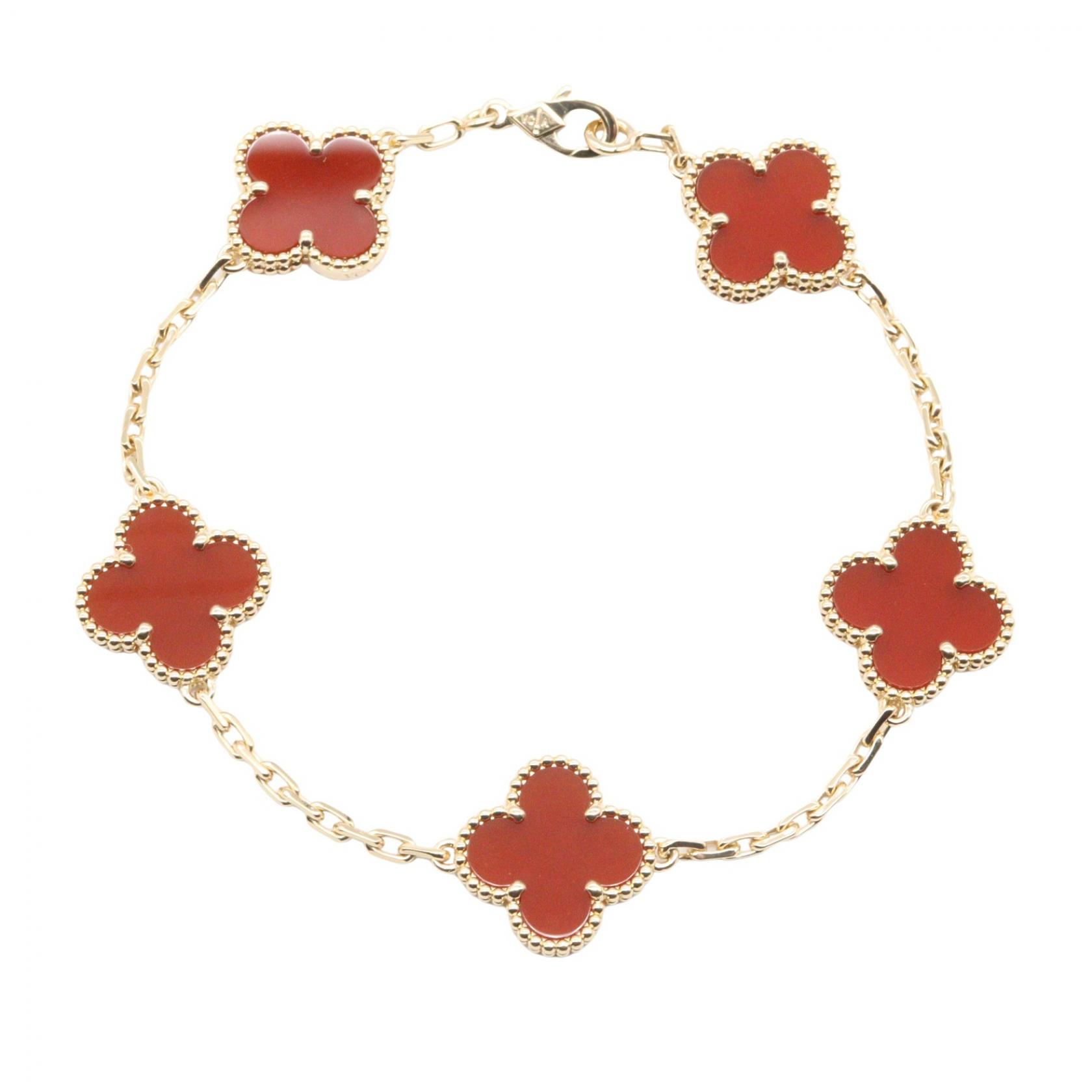 【ポイント5倍｜4/18 0:00～4/20 23:59】ヴァンクリーフ＆アーペル Van Cleef & Arpels ヴィンテージアルハンブラ カーネリアン ブレスレット ブレスレット アクセサリー K18（イエローゴールド） カーネリアン レディース ゴールド系 / レッド系 【中古】