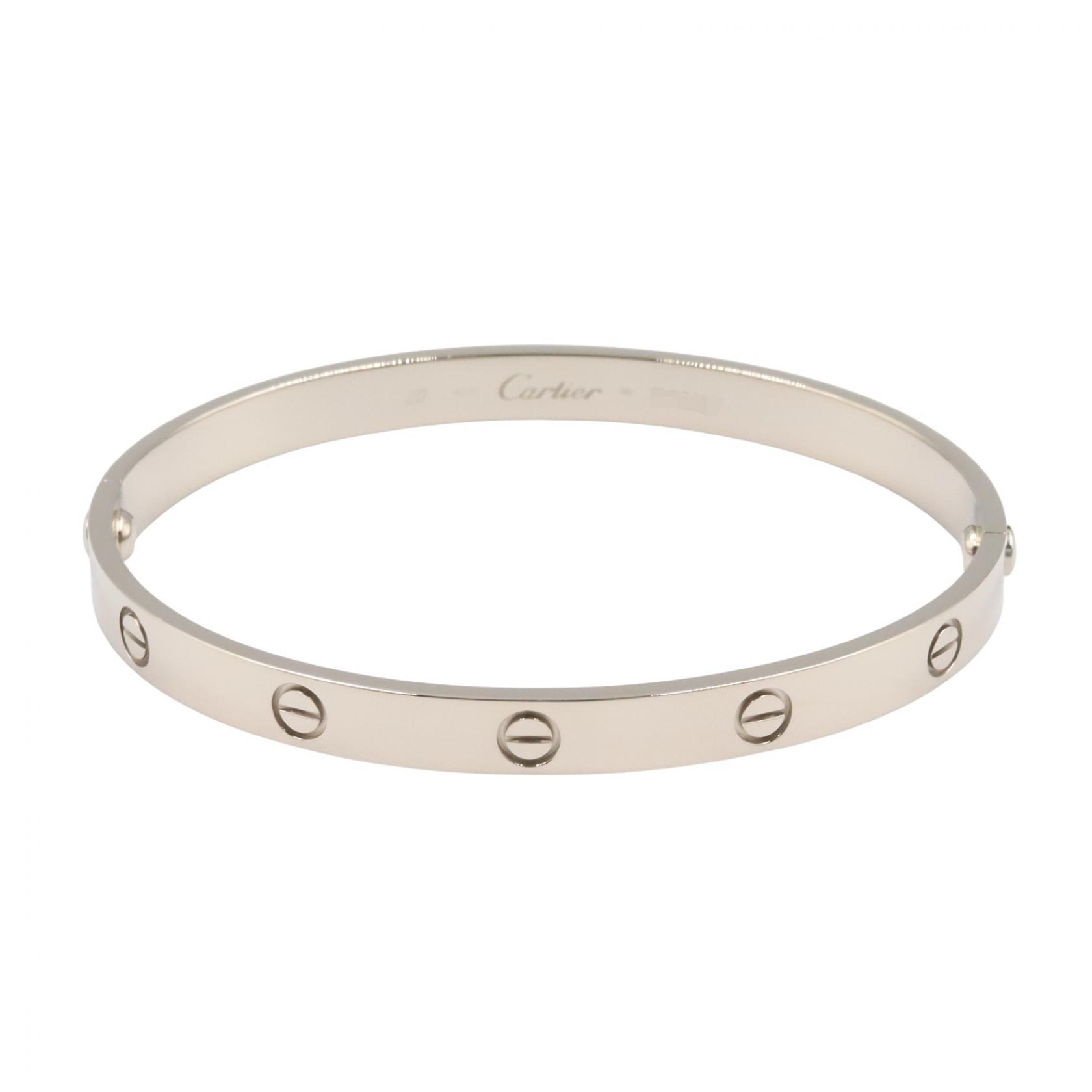 ≪5%OFFクーポン＆まとめ買い10% ～7/26 9:59〆≫カルティエ CARTIER ラブブレス ブレスレット アクセサリー K18WG（ホワイトゴールド） メンズ レディース シルバー系 【中古】｜BRANDOFF TOKYO 420,000円