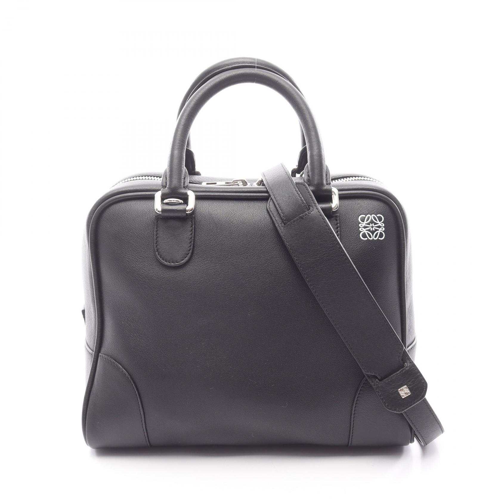 ≪5%OFFクーポン＆まとめ買い10% ～7/26 9:59〆≫ロエベ LOEWE アマソナ75 2WAY ハンドバッグ バッグ レザー レディース ブラック系 【中古】｜BRANDOFF TOKYO