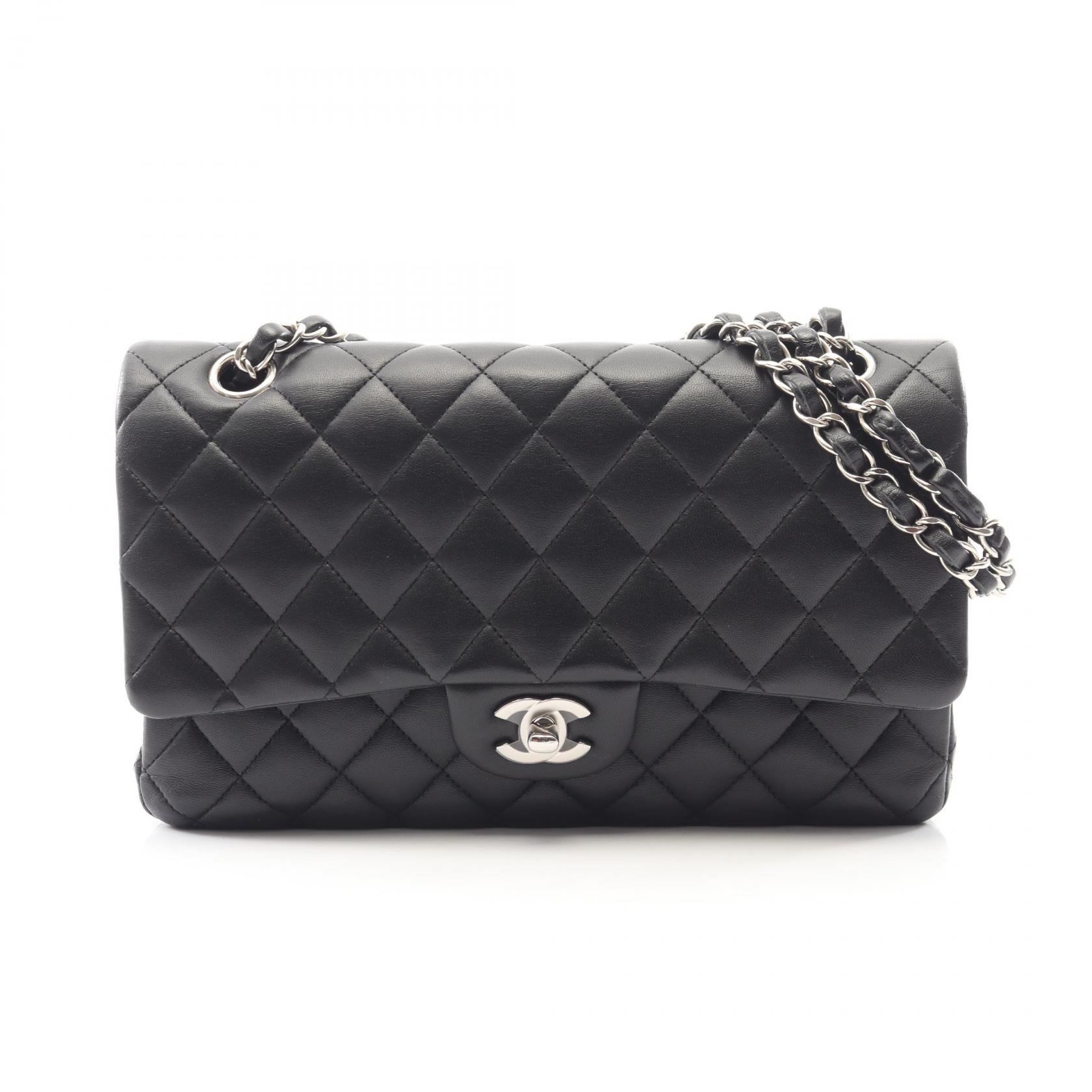 ≪5％OFFクーポン対象＆まとめ買い10%OFF≫シャネル CHANEL マトラッセ Wフラップ ショルダーバッグ バッグ ラムスキン（羊革） レディース ブラック系 【中古】